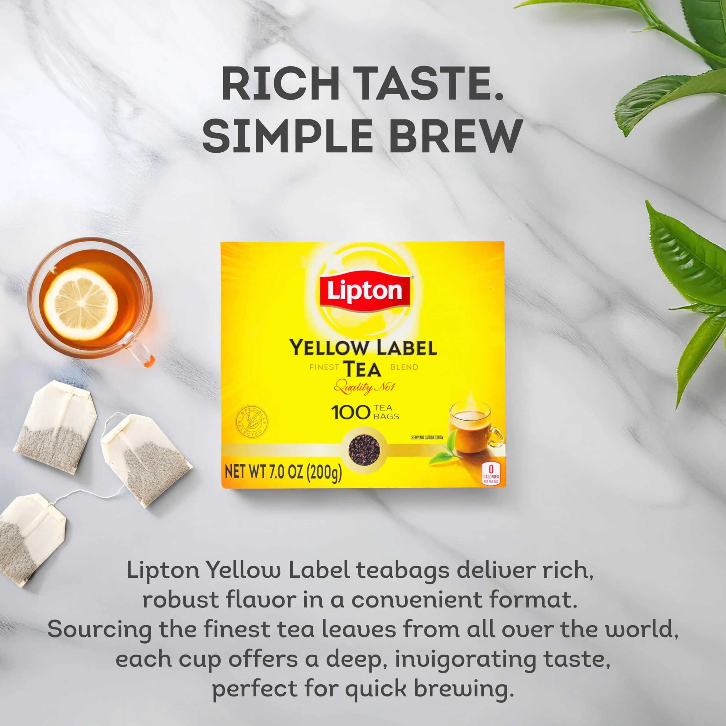 Lipton Té Negro Yellow Label, Caja 100 Sobres
