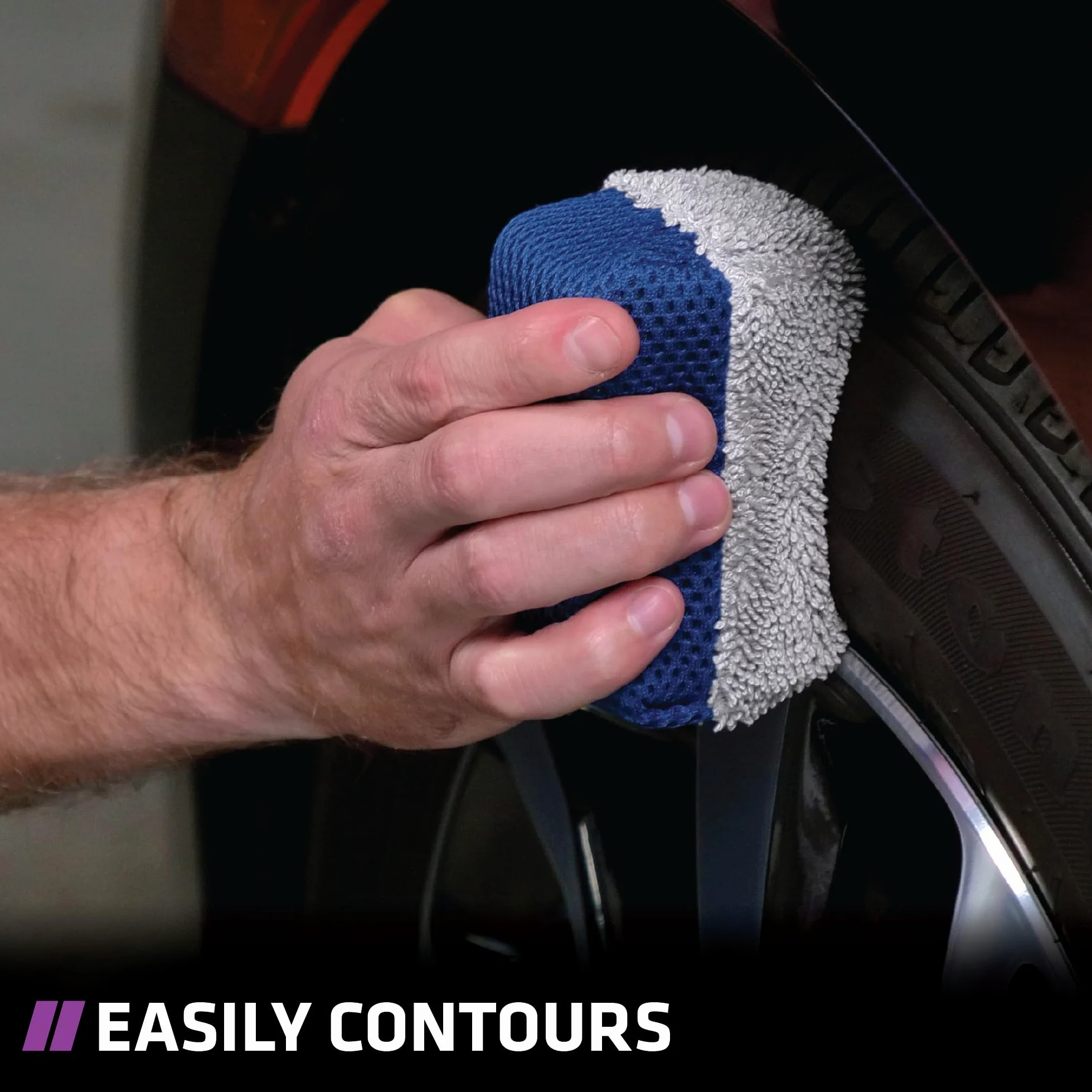 VIKING Esponjas aplicadoras de brillo de neumáticos, malla multiusos y almohadilla aplicadora de microfibra para detalles de coche, azul y gris, paquete de 2