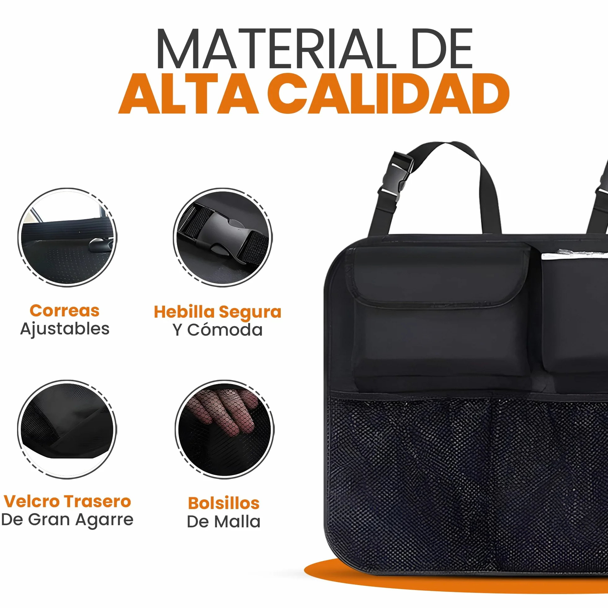 Astur Organizador Maletero Coche Plegable e Impermeable – Gran Capacidad con 8 Bolsillos – Organizador Coche Maletero Antideslizante y Ajustable (Organizador Maletero Negro)