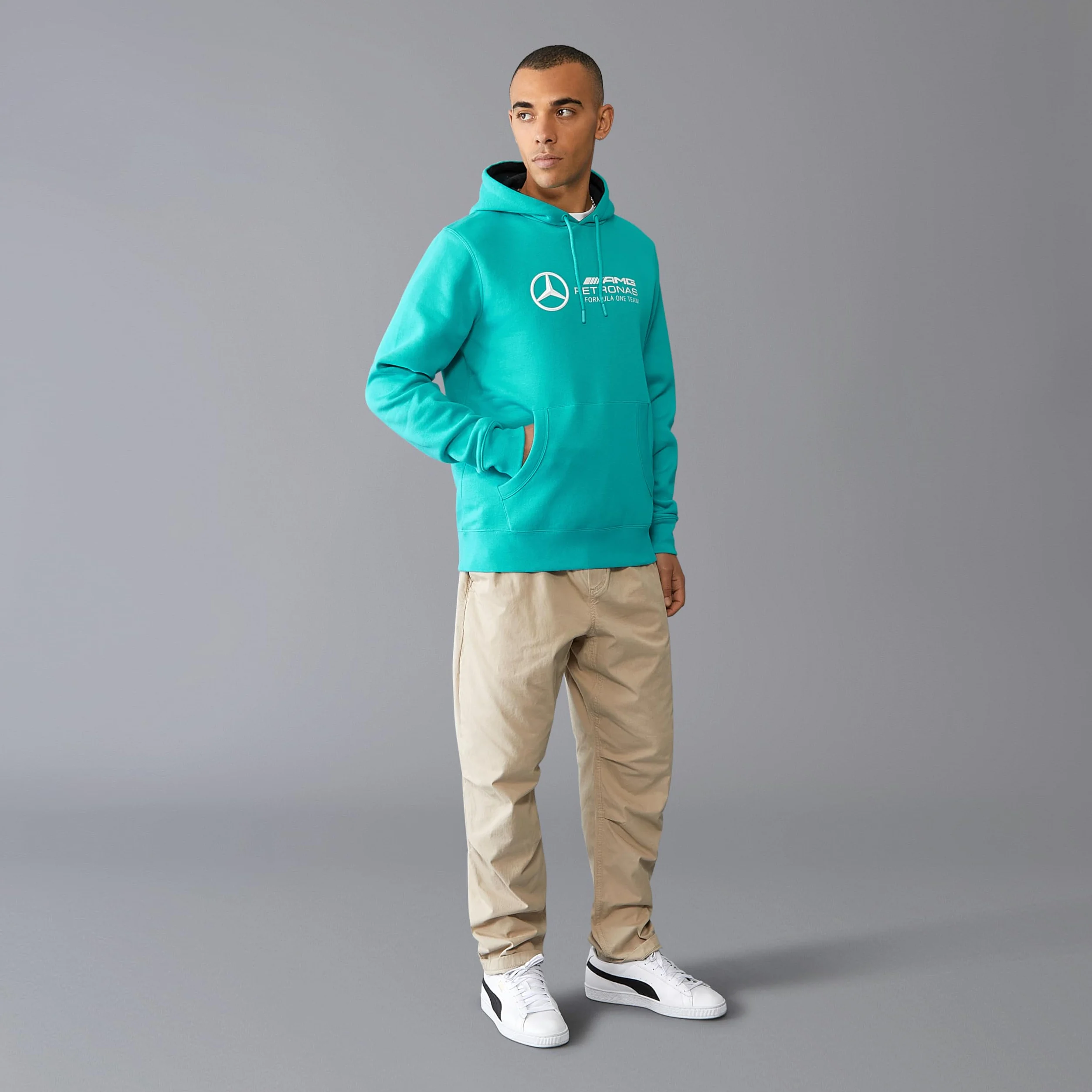 Mercedes AMG Petronas Sudadera con Capucha de Hombre F1 con Gran Logotipo del Equipo en 3D - Azul ultramarino - Tamaño: M