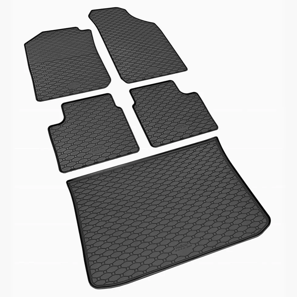 Car Lux Duo AR07016 + AR07025 - Conjunto de Alfombra Protector Maletero de Goma y Alfombrillas de Goma a Medida para Dacia Spring Desde 2022