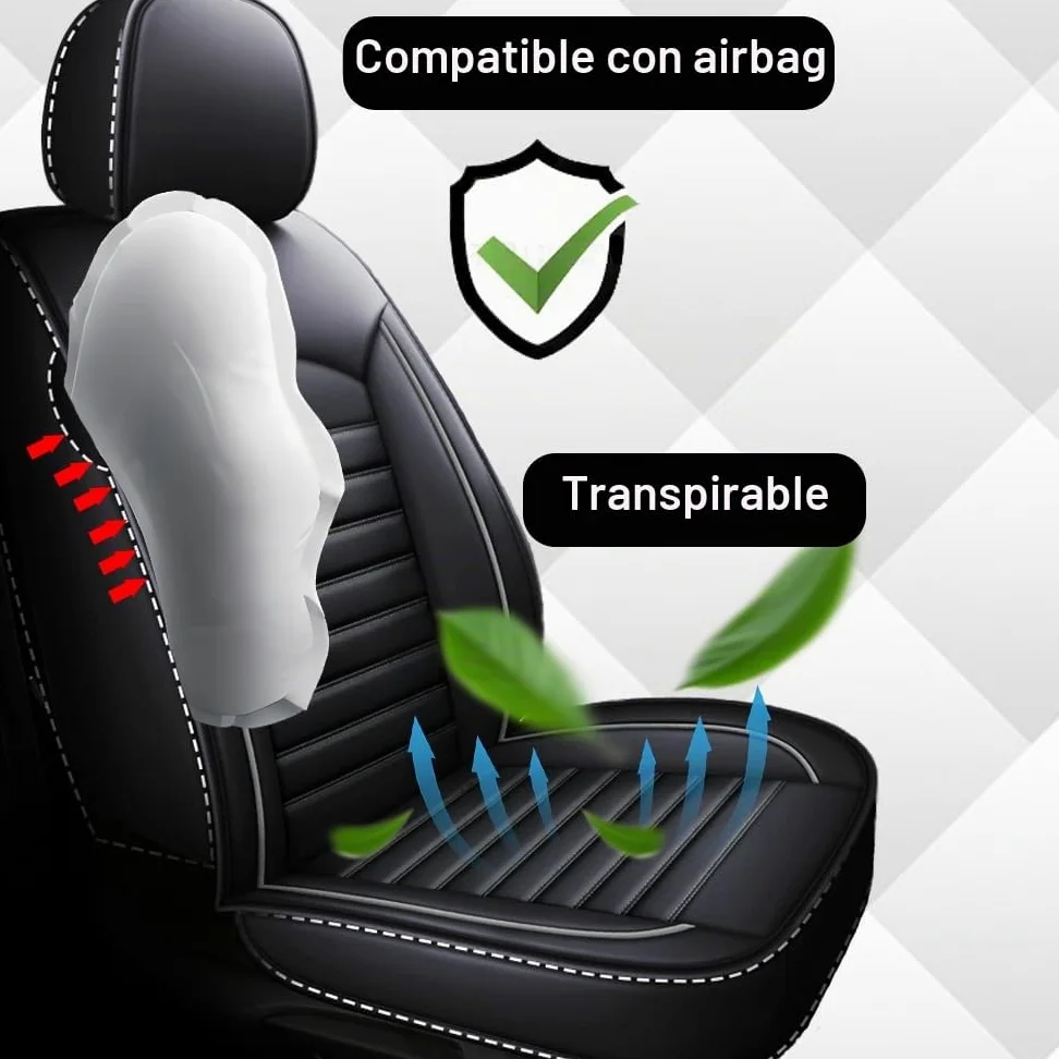 Juego de 2 fundas de asiento de coche para Mercedes Benz Clase B, Clase C, Clase E, GLB, GLK, GLC, GLE (negro)