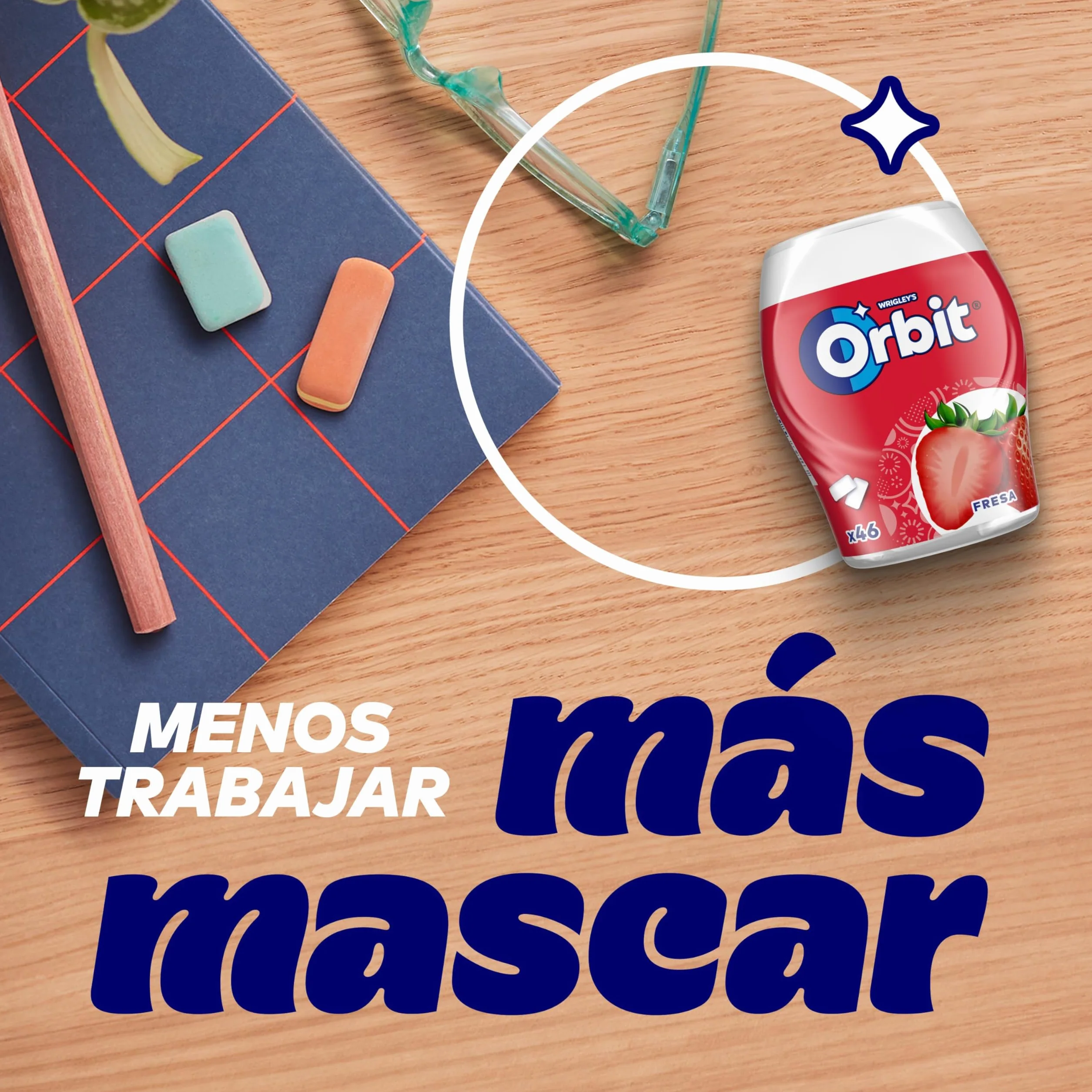 ORBIT Bote de Chicles Sin Azúcar Sabor Fresa Pack 6 Botes 46 Chicles Cada Uno