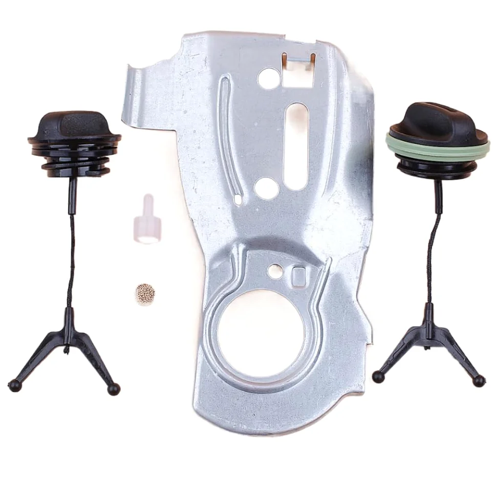 Kit de tapa de aceite de combustible con respiradero de ventilación de tanque de placa de bomba de aceite Compatible con modelos de motosierra 340 345 350 2150 2145 2141