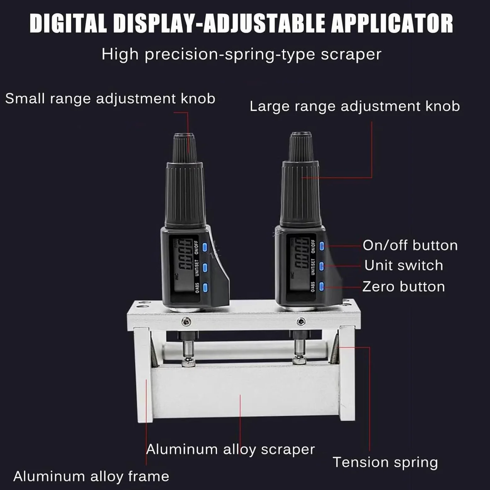 Aplicador de revestimiento de película ajustable, pantalla digital, ajuste de micrómetro de rango de 1 a 6000 μm, graduación de 1 μm para laboratorio, impresión, pintura y recubrimientos