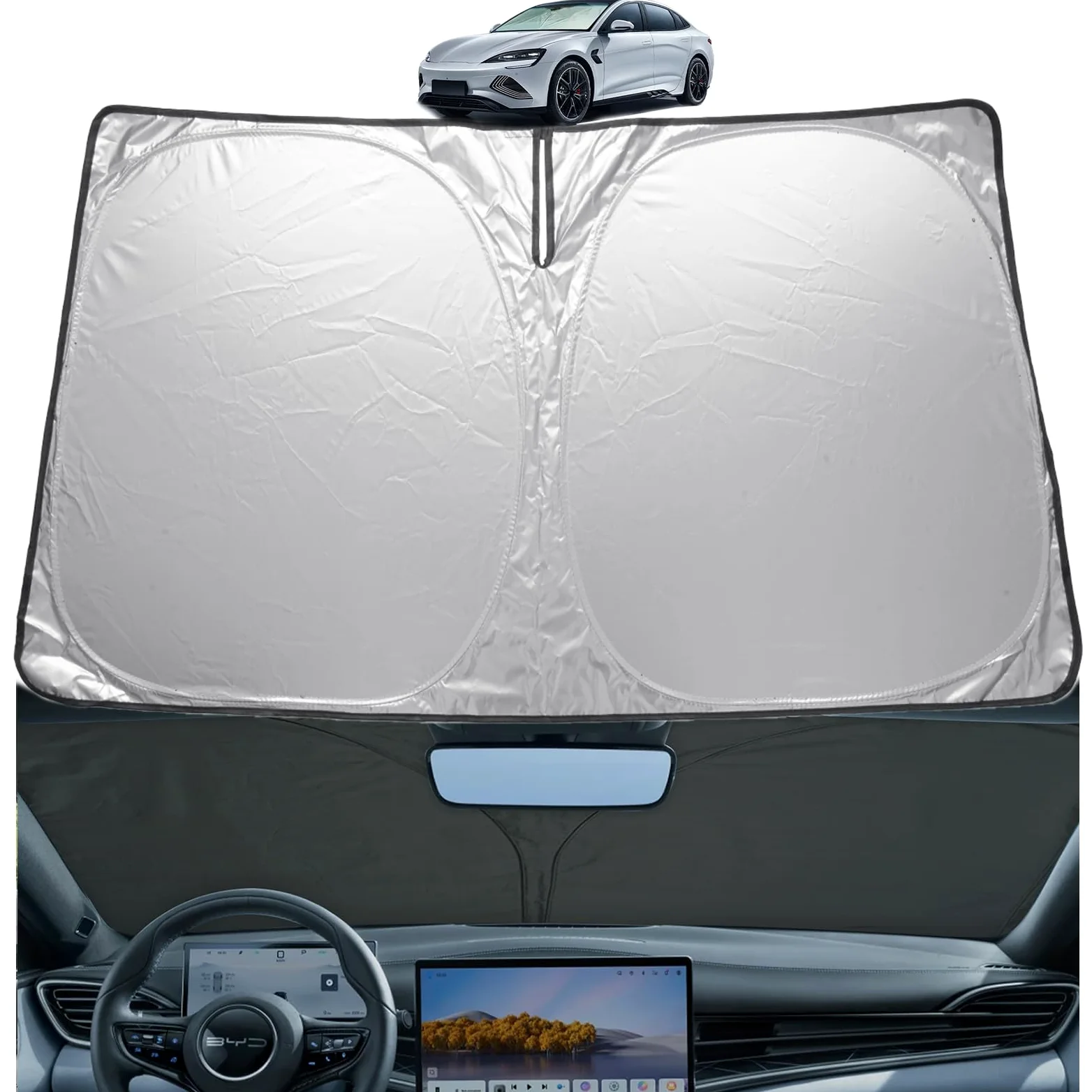 GAFAT Compatible con BYD Seal EV 2023-2026 Parasol Interior Parabrisas, UPF 50+ Protección UV, Refrigeración