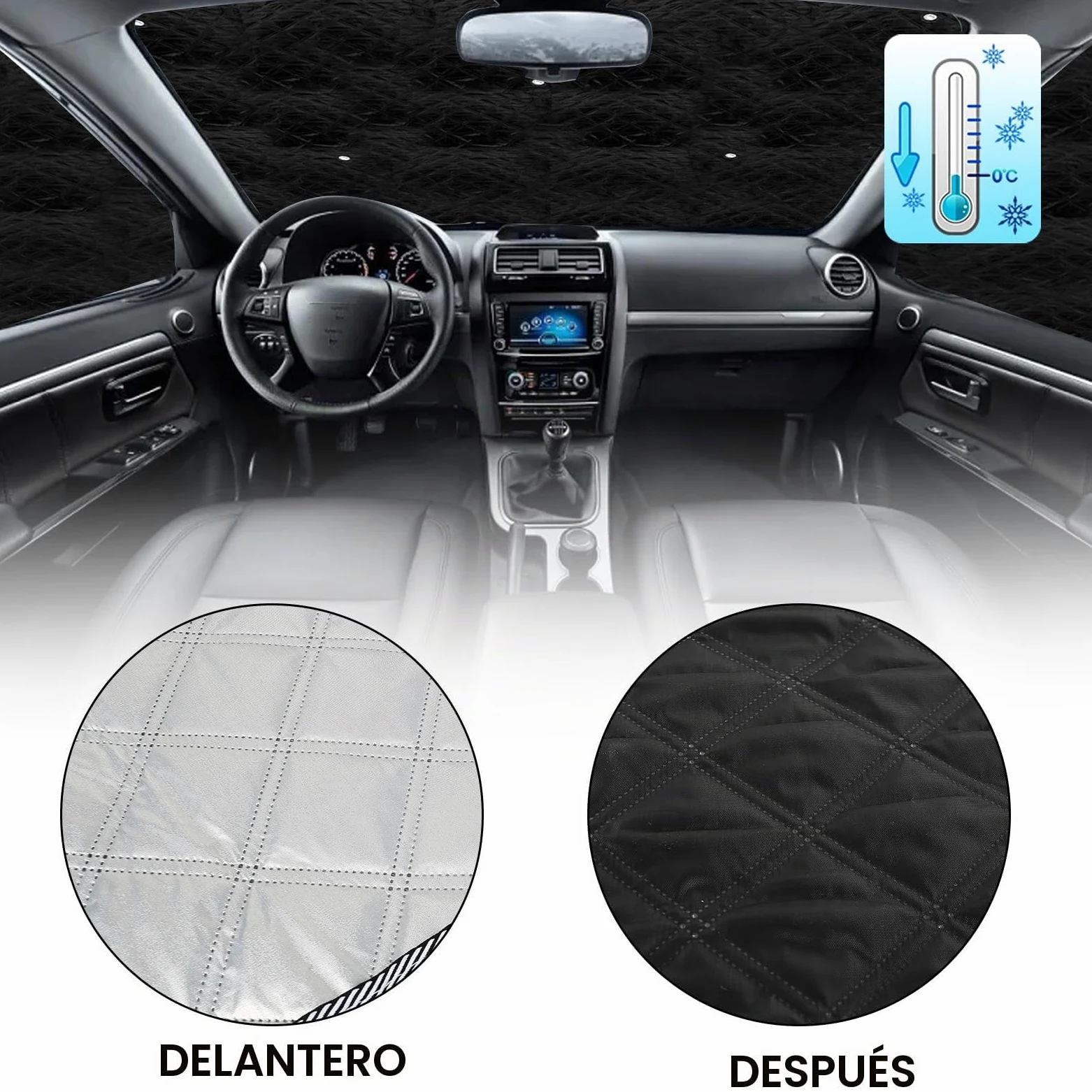 9 Piezas Parasol del Parabrisas Automóvil Reemplazo para Citroen Jumpy 2016-2024 LWB, Reemplazo para Opel Vivaro 2019-2024 LWB, Cabina del Conductor Cubierta de Parasol Automóvil