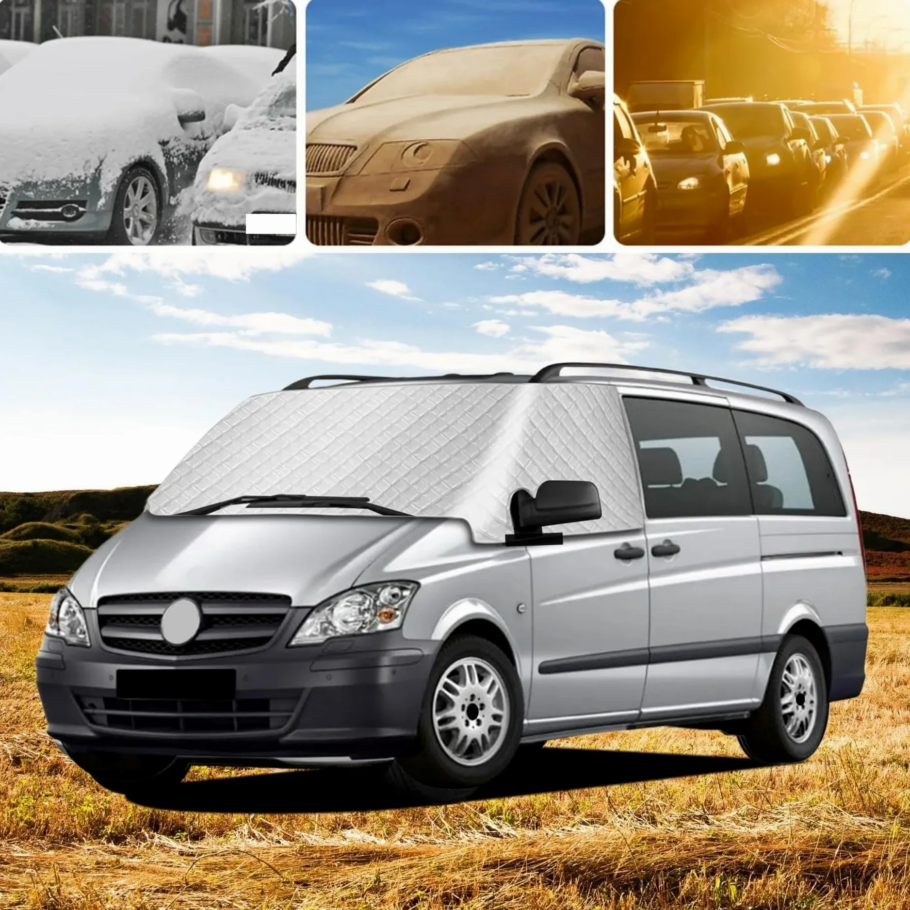 para Benz para Vito W447 2014-2024 Cubierta De Parabrisas para Hielo Y Nieve RV Ventana Delantera Parasol Bloque UV Parasol Coche