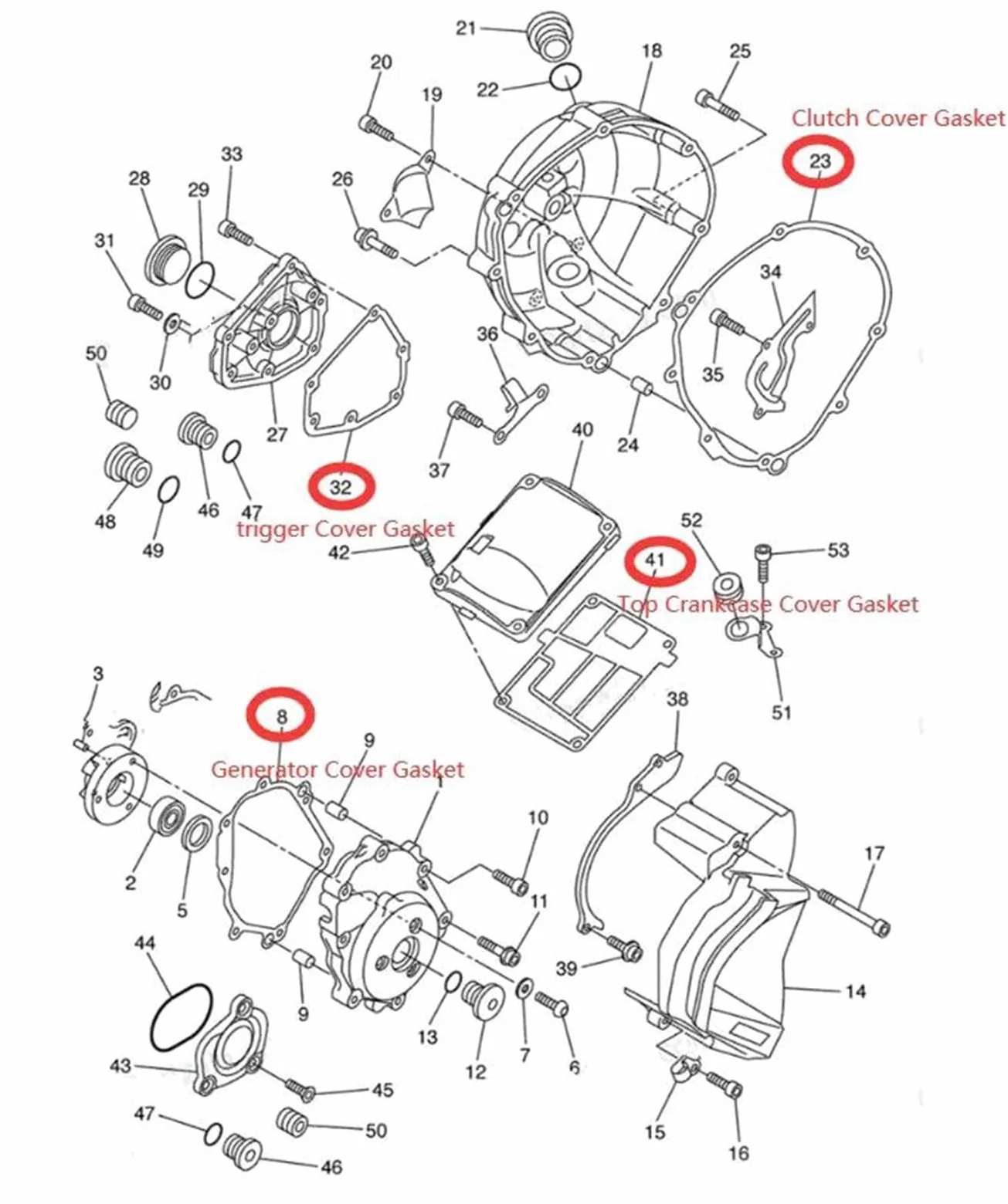 Kits De Juntas Para Culata, Generador, Bomba Aceite Y Tapas Embrague Motor Motocicleta Para Yamaha R1 YZF-R1 YZFR1 2004-2008(Los kits)
