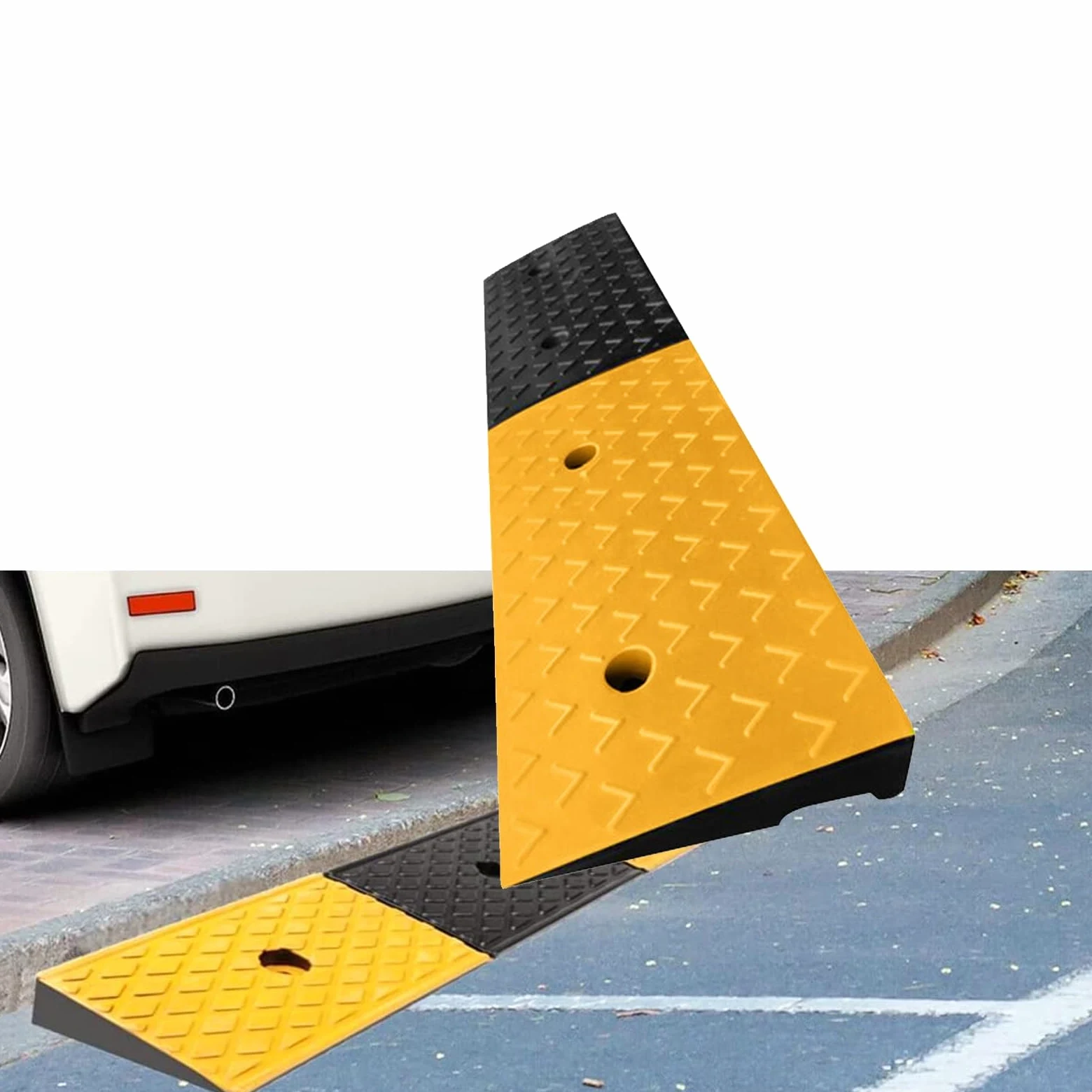 Rampas para silla de ruedas,Rampa coche,Rampas de umbral para puertas,Rampa de bordillo de goma con estructura de cuadrícula estable,para escalones,bicicletas,motocicletas,Capacidad de carga 3000kg/3t