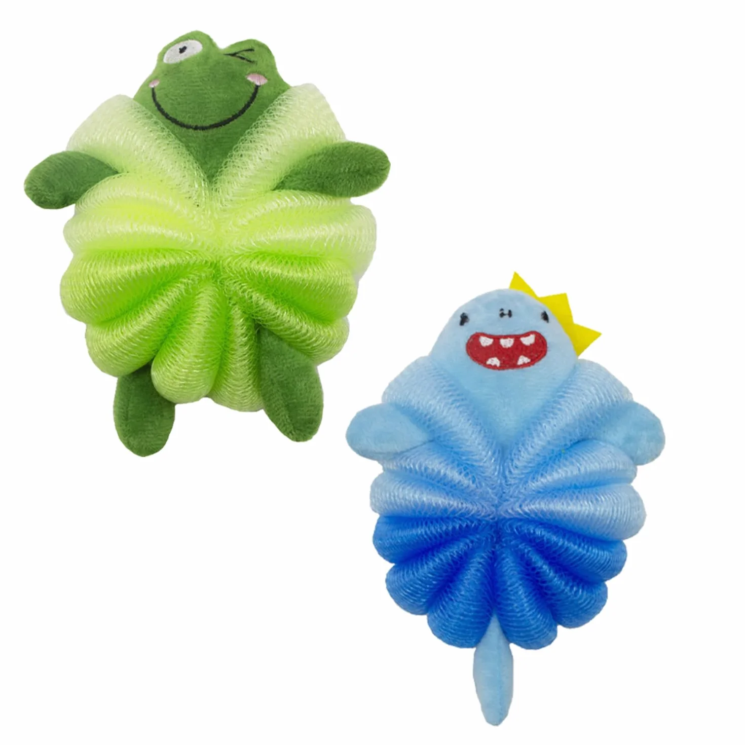 Esponjas de Baño Infantiles con Motivos Animales Tiburón y Rana