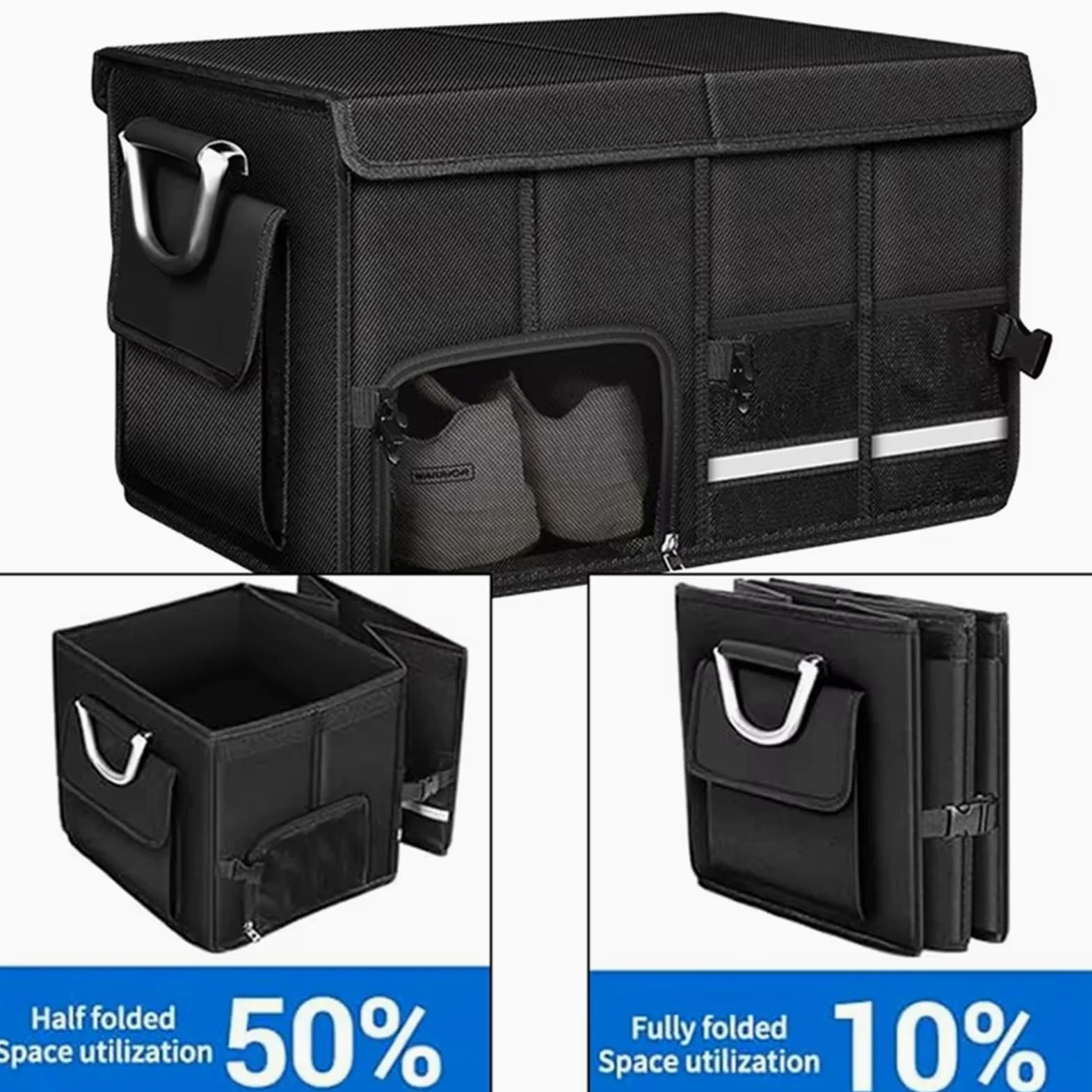 Organizador de Coche para Suzuki Grand Vitara(4door) 2005-2015, Caja Plegable Maletero de Coche Impermeable Plegable con Tapa Plegable Aluminio,72L
