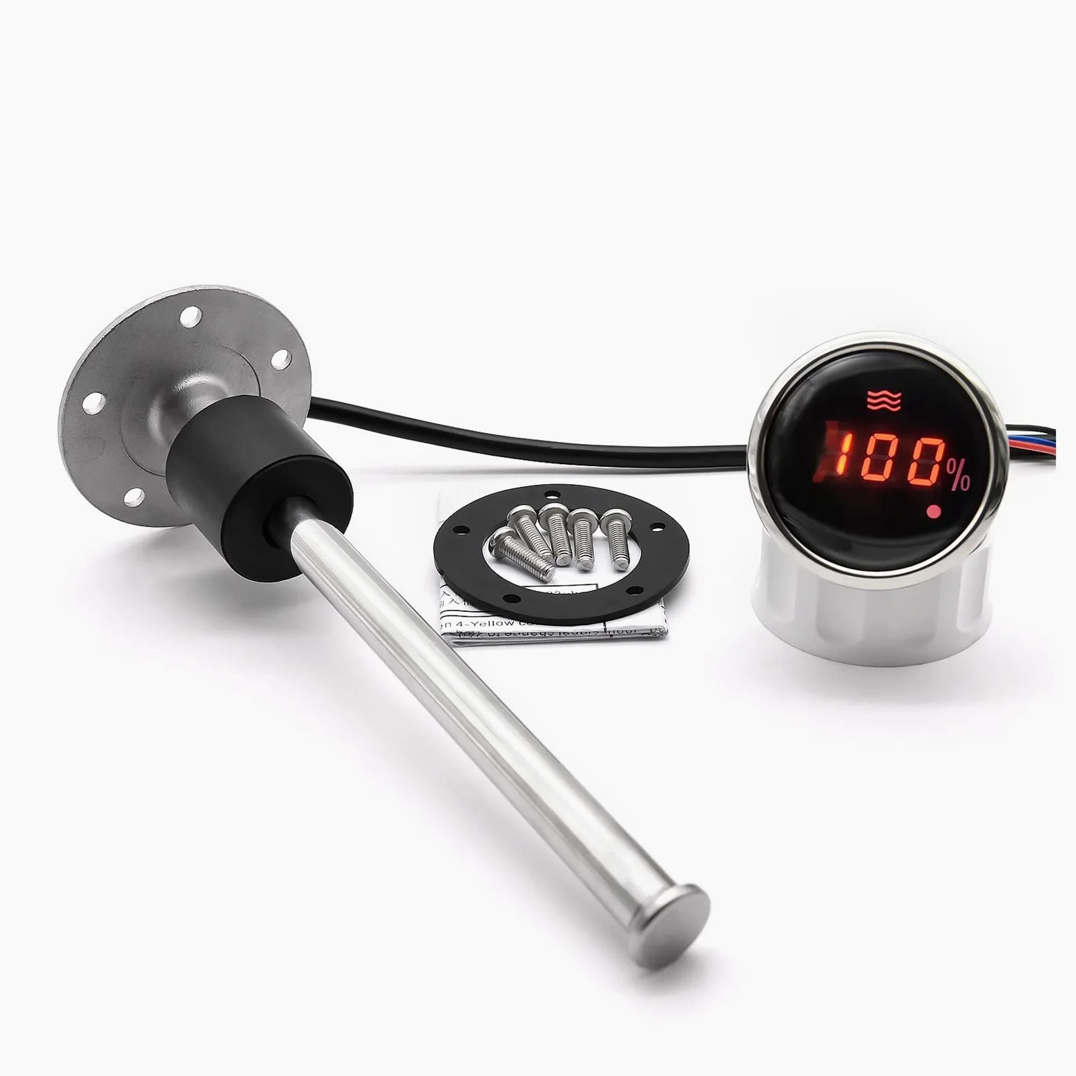 Indicador de Nivel de Combustible, Sensor de nivel de agua + Indicador de nivel de agua con alarma Retroiluminación roja Indicador de nivel de tanque de agua for barco para Coche, Barco, Caravana(With