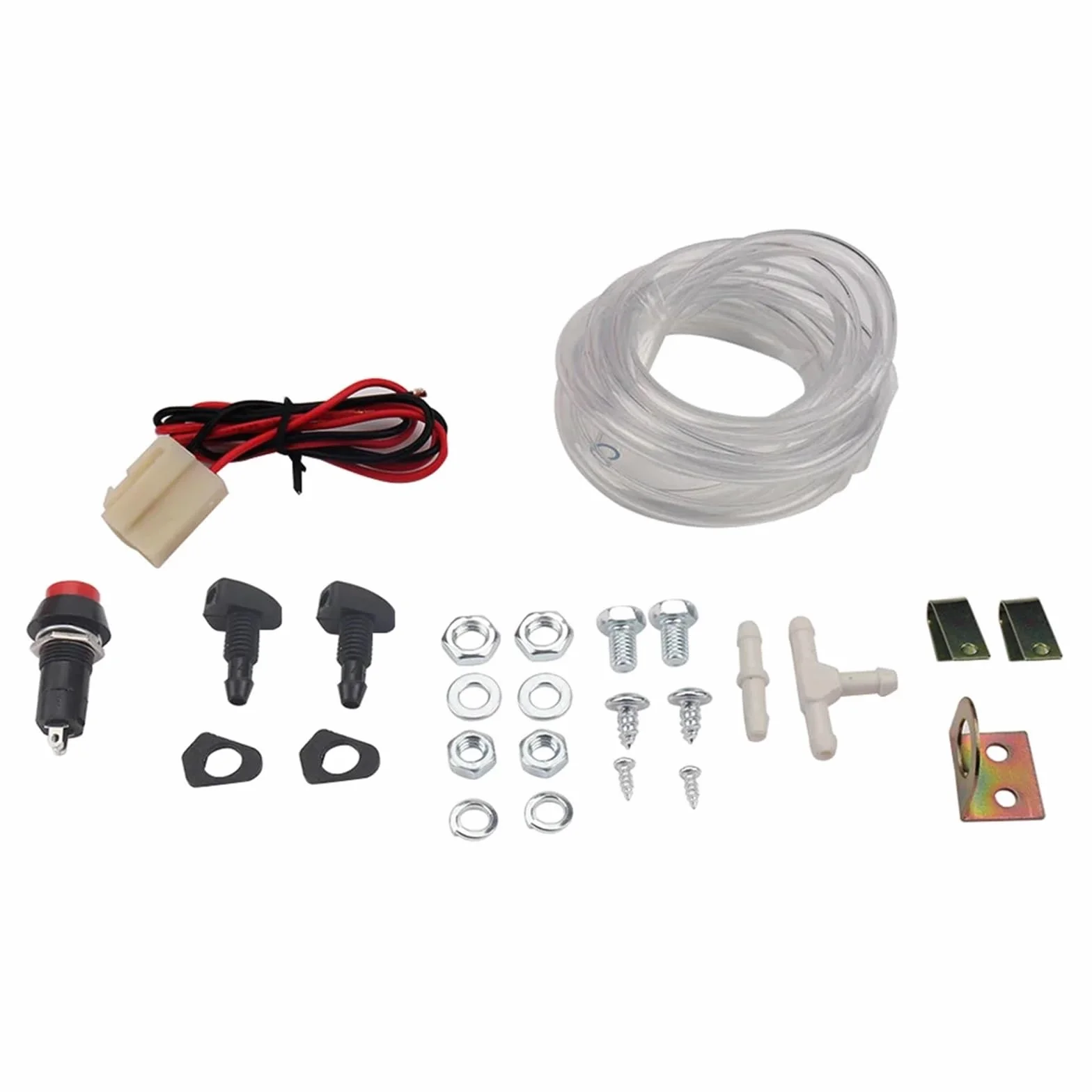 válvula limpiaparabrisas Kit universal de botella de lavaparabrisas para coche de 1,5 l, bomba de lavaparabrisas de 12 V, depósito de líquido, boquilla y pulverizador.