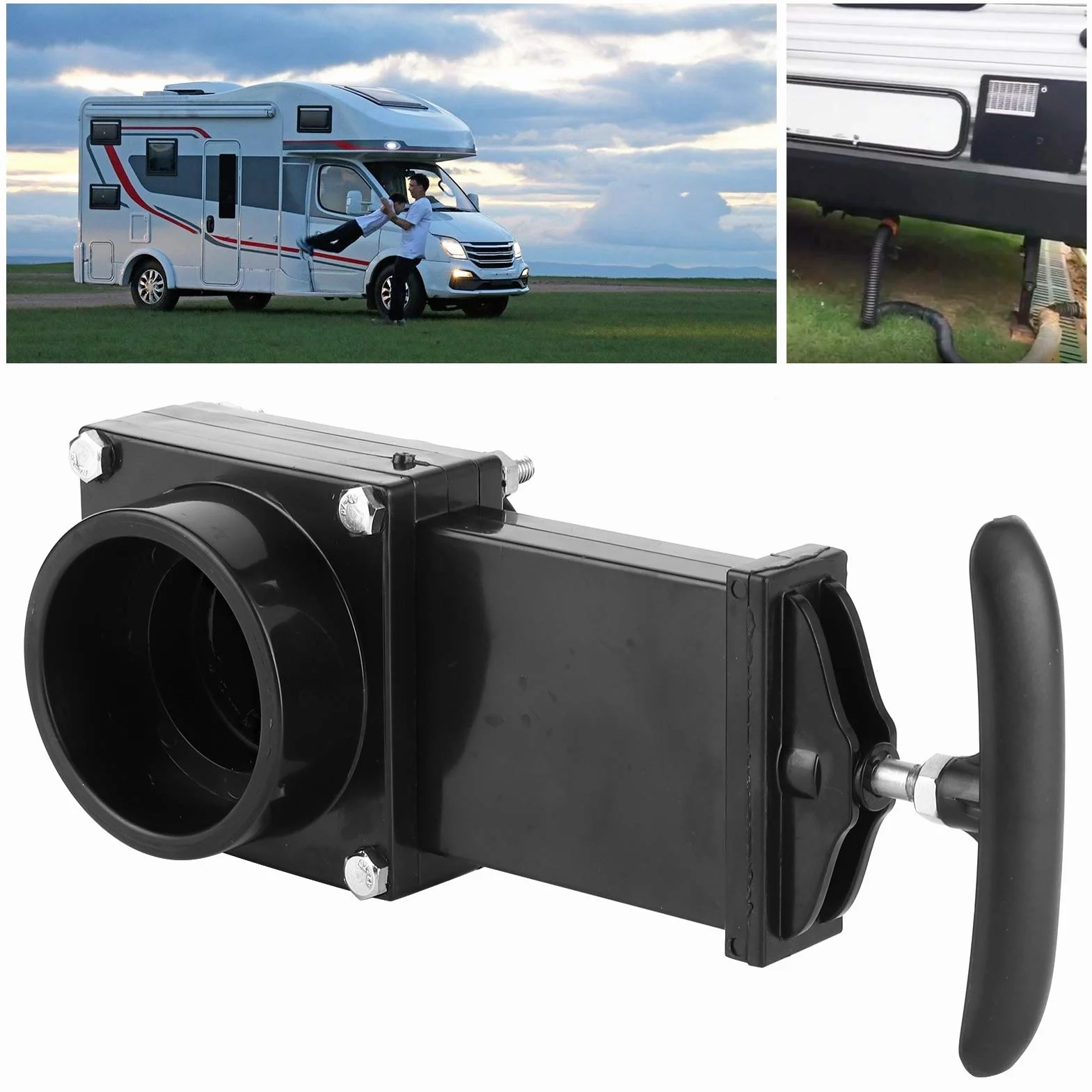 EBTOOLS Válvula de Drenaje RV, válvula de Drenaje RV de 50 mm, válvula ABS para alcantarillado de residuos, para Accesorios al Aire Libre para Caravana