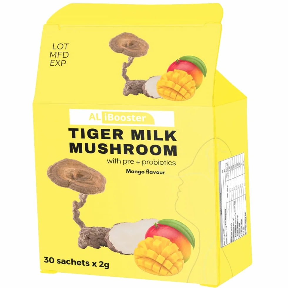 Lignosus Leche de Tigre Champiñón sabor mango Polvo instantáneo natural 30 Bolsitas