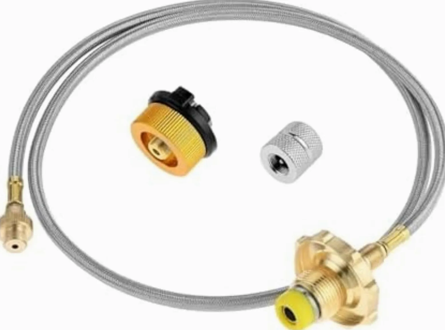 Tubo de conexión de gas Manguera trenzada de acero inoxidable Estufa de gas para camping Adaptador de recarga de propano Tubo de aire de 1 m Quemador exterior GLP plano, para conector de