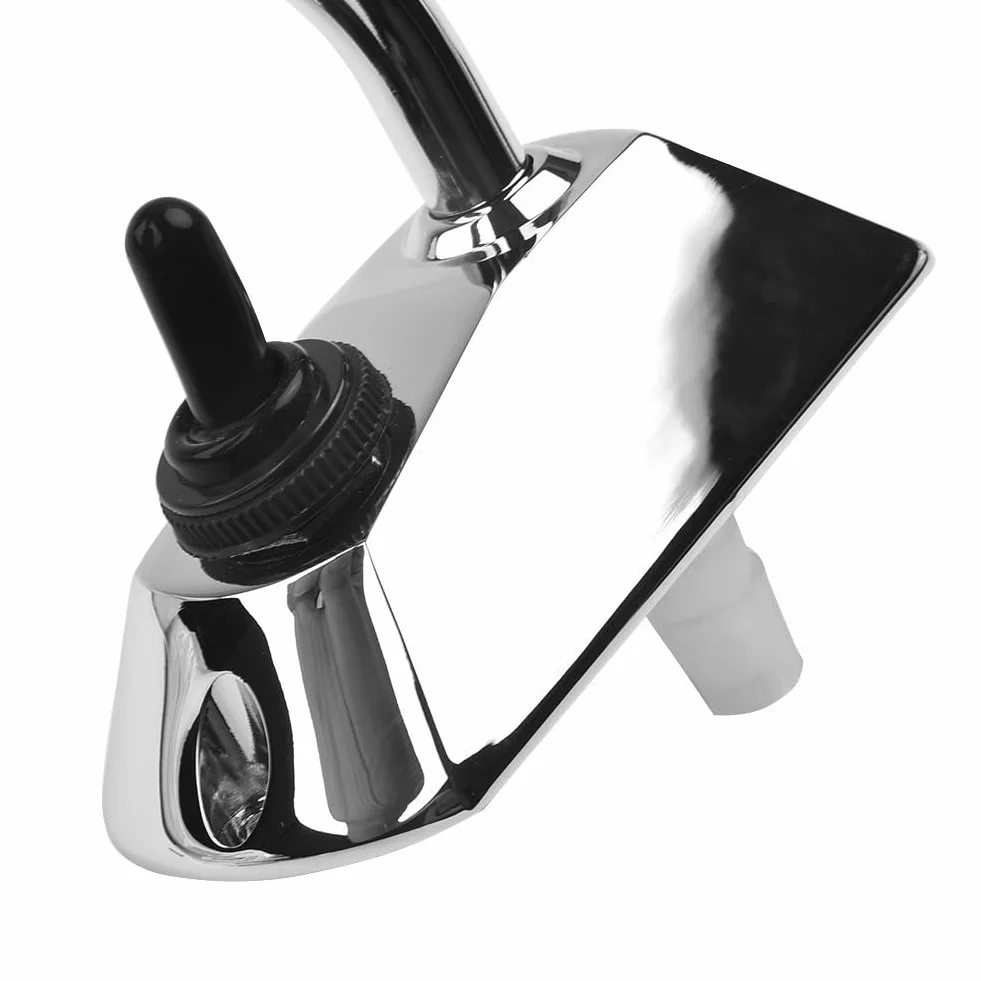 Grifo de cocina de 12 V CC con interruptor integrado y boquilla oscilante de acero inoxidable para aplicaciones de caravana, barco, RV