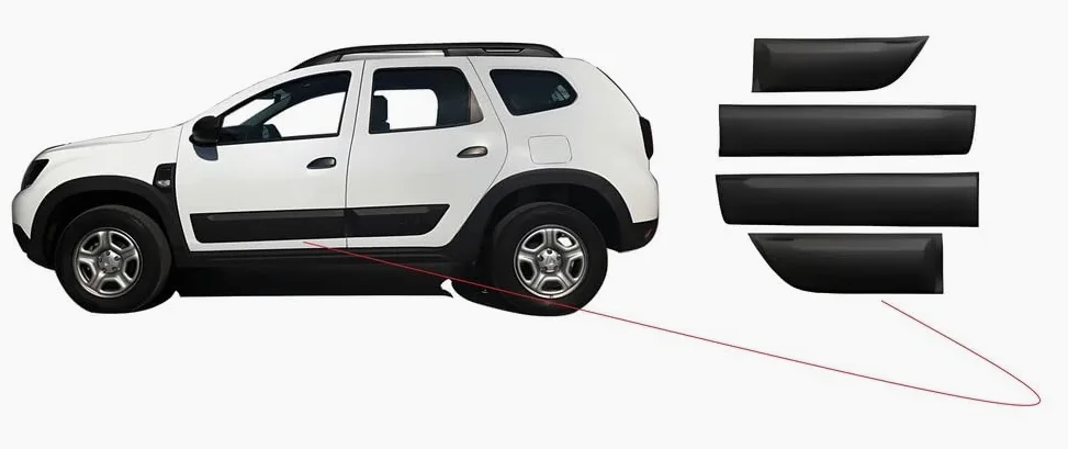 Kit de cuerpo de moldura lateral de protector de puerta ABS, 4 piezas, 2018-2023 para Dacia Duster, negro