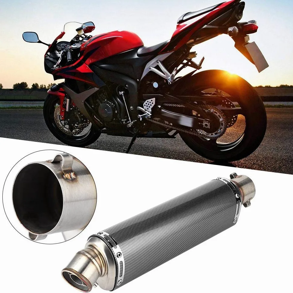 Tubo de escape, 51mm/2in Universal Moto Scooter Tubo de escape Textura de fibra de carbono apto para R3 R6 R15