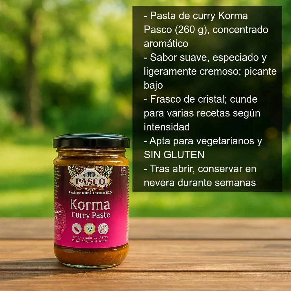 Pasta de Curry Korma 280 g Pack 2 frascos sin gluten vegetariana salsas marinados currys indios