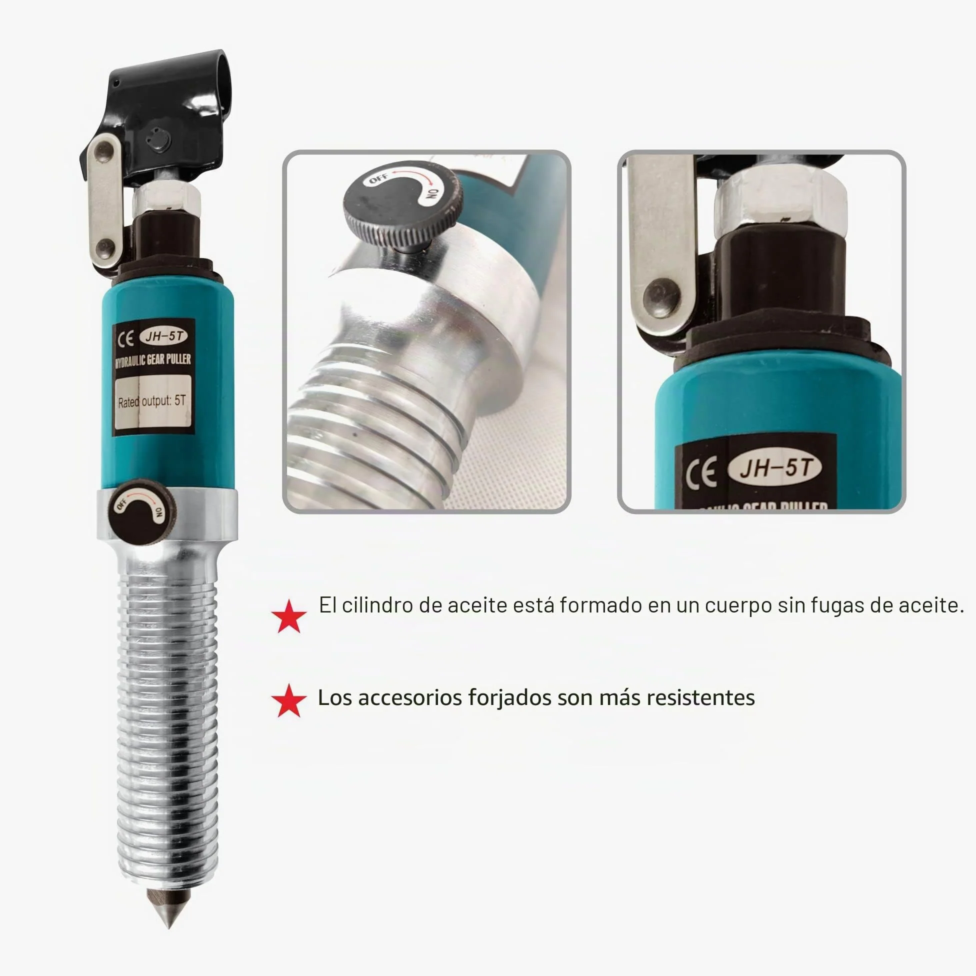 AMZCNC Extractor de cojinetes hidráulico Integral 5T hidráulico Kit de extractor de polea de cigüeñal para cubos/bridas/engranajes/rodamientos (5 toneladas de fuerza de tracción)