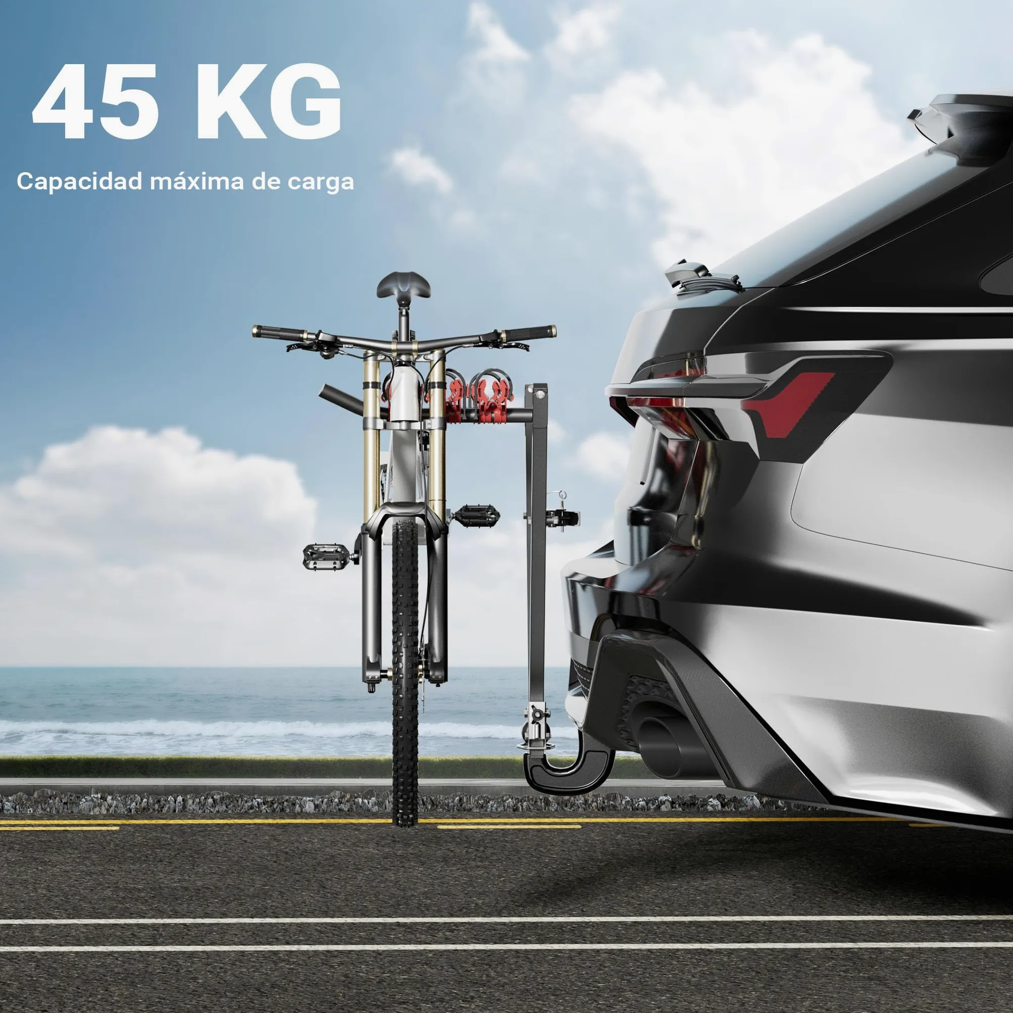 Wiltec Portabicicletas de Bola para 3 plazas – Soporte Resistente hasta 45 kg, Estructura de Acero Q235, instalación fácil, Transporte Seguro y Estable, Ideal para Coches y autocaravanas.
