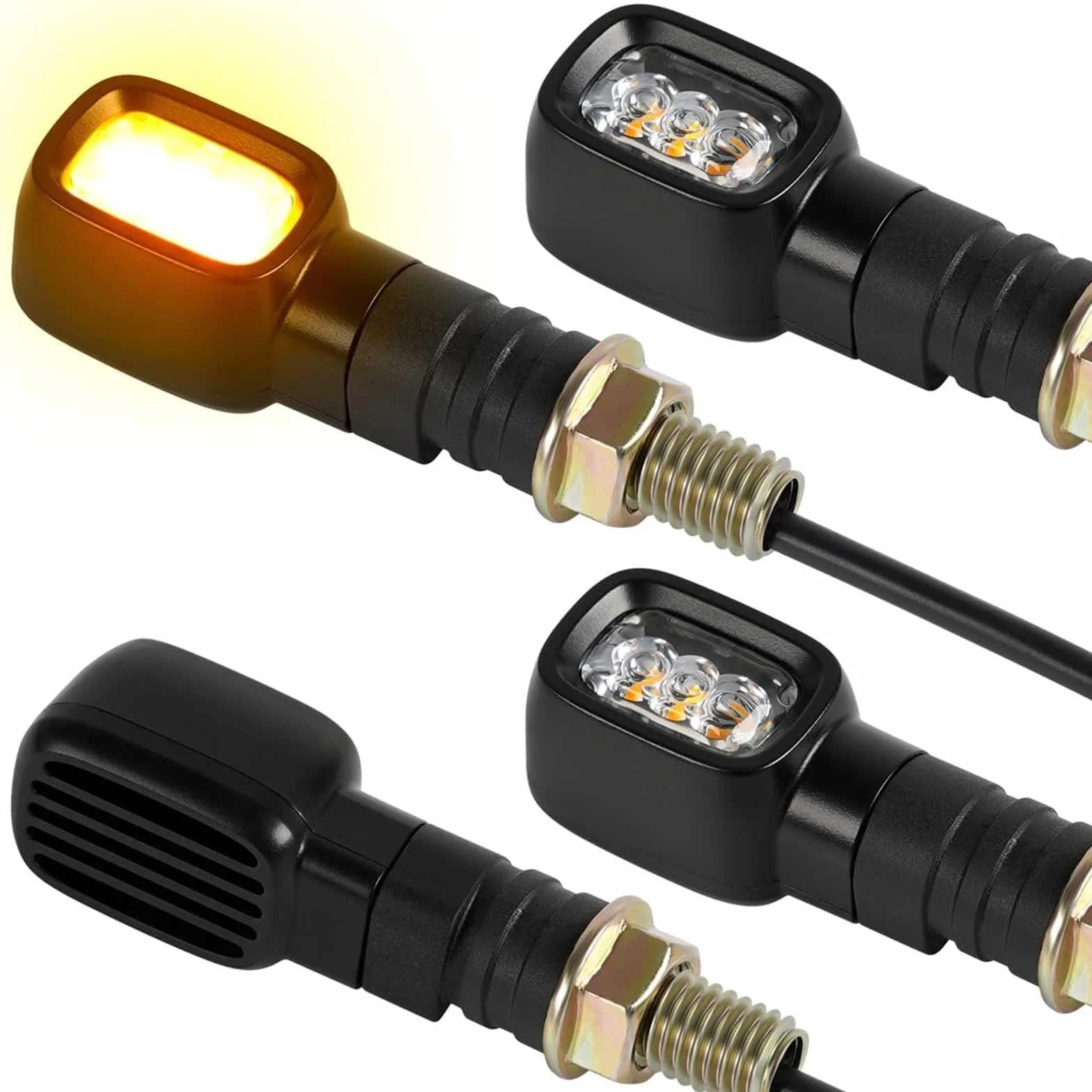 evermotor Mini Intermitentes Moto Homologados,12V, E24, Indicador de Motocicleta Rectangular, Impermeable IP67 (4 Piezas)