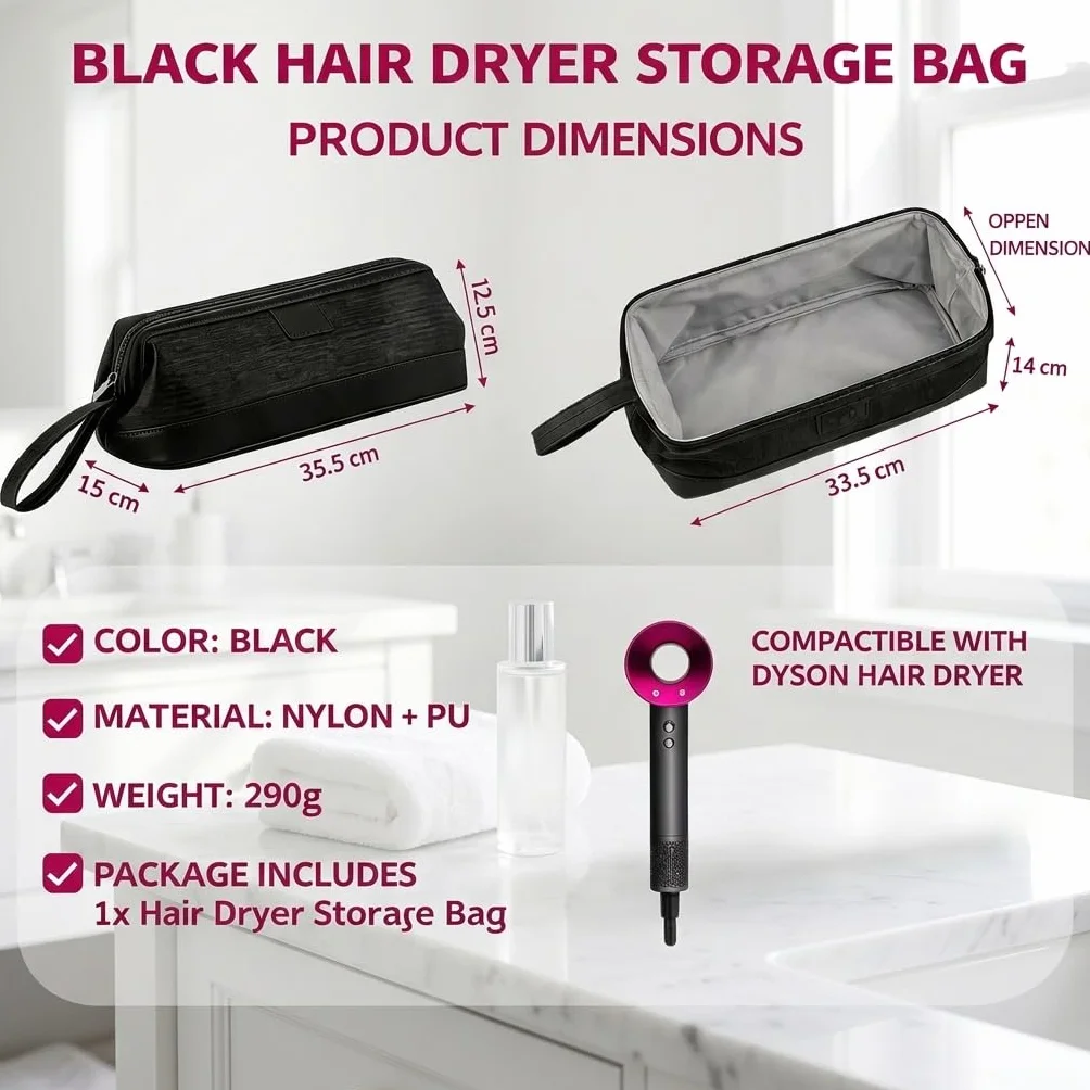 Bolsa de Almacenamiento de Viaje para Secador de Pelo, Funda Plancha Pelo con Asa Portátil Compatible con Dyson Airwrap Styler y Shark Flexstyle, Dyson Supersonic y Rizador, para Viaje