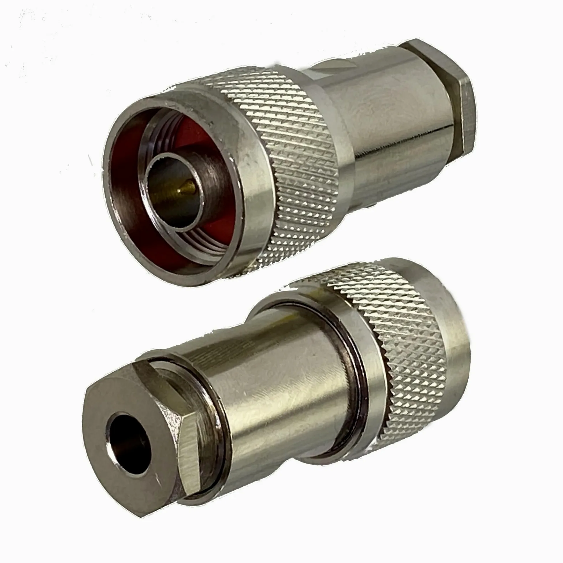 10 Uds N conector macho abrazadera RG58 RG142 LMR195 RG400 Cable RF Coaxial latón terminales de recto