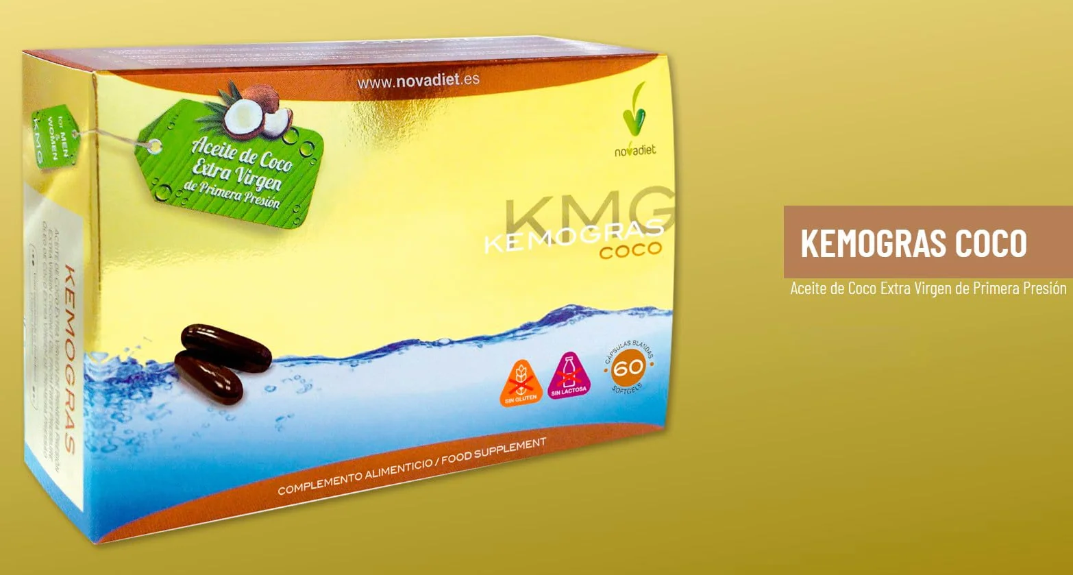 Novadiet KEMOGRAS COCO Aceite de Coco Extra Virgen Cápsulas 60