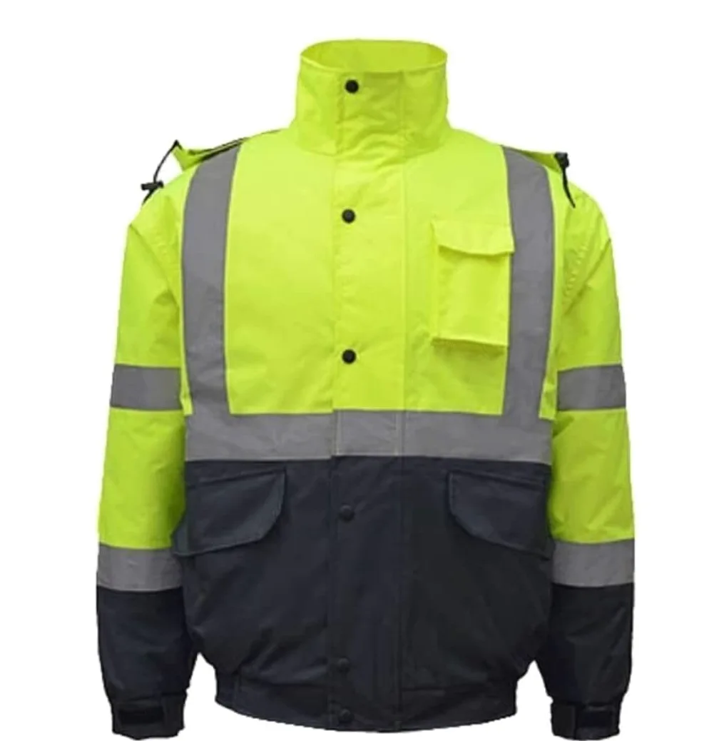 Chalecos Reflectantes de Alta Visibilidad, Tamaños múltiples del Amarillo Fluorescente Chaleco reflexivo Caliente Impermeable(XL)