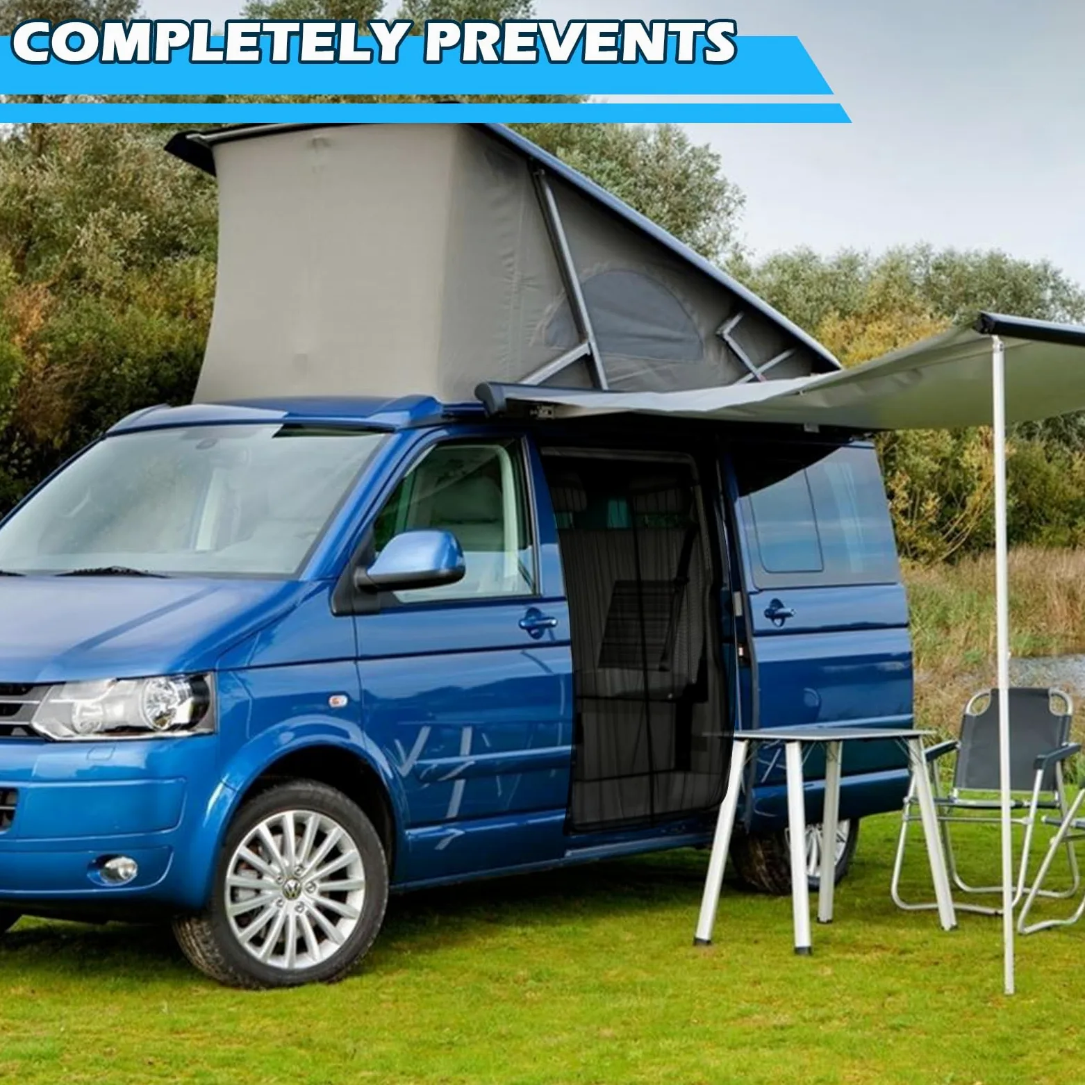 Mosquitera Magnética para Furgoneta para VW T6 T6.1 T6 California, Cortina Divisoria Magnética para Puertas Correderas, Ideal para Acampadas al Aire Libre