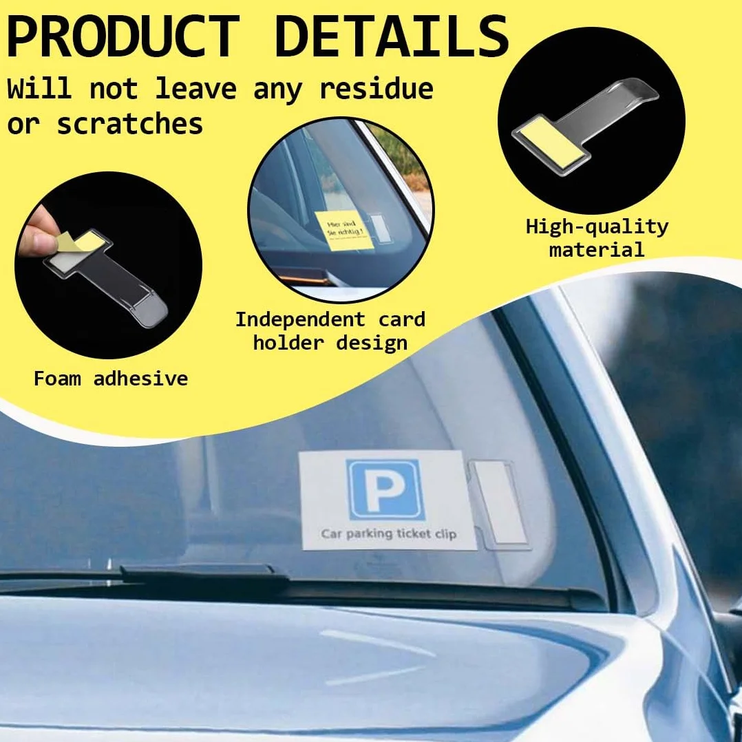 Juego de 8 clips transparentes para parabrisas para tickets de estacionamiento - Soporte universal para tarjetas, permisos y recibos de estacionamiento