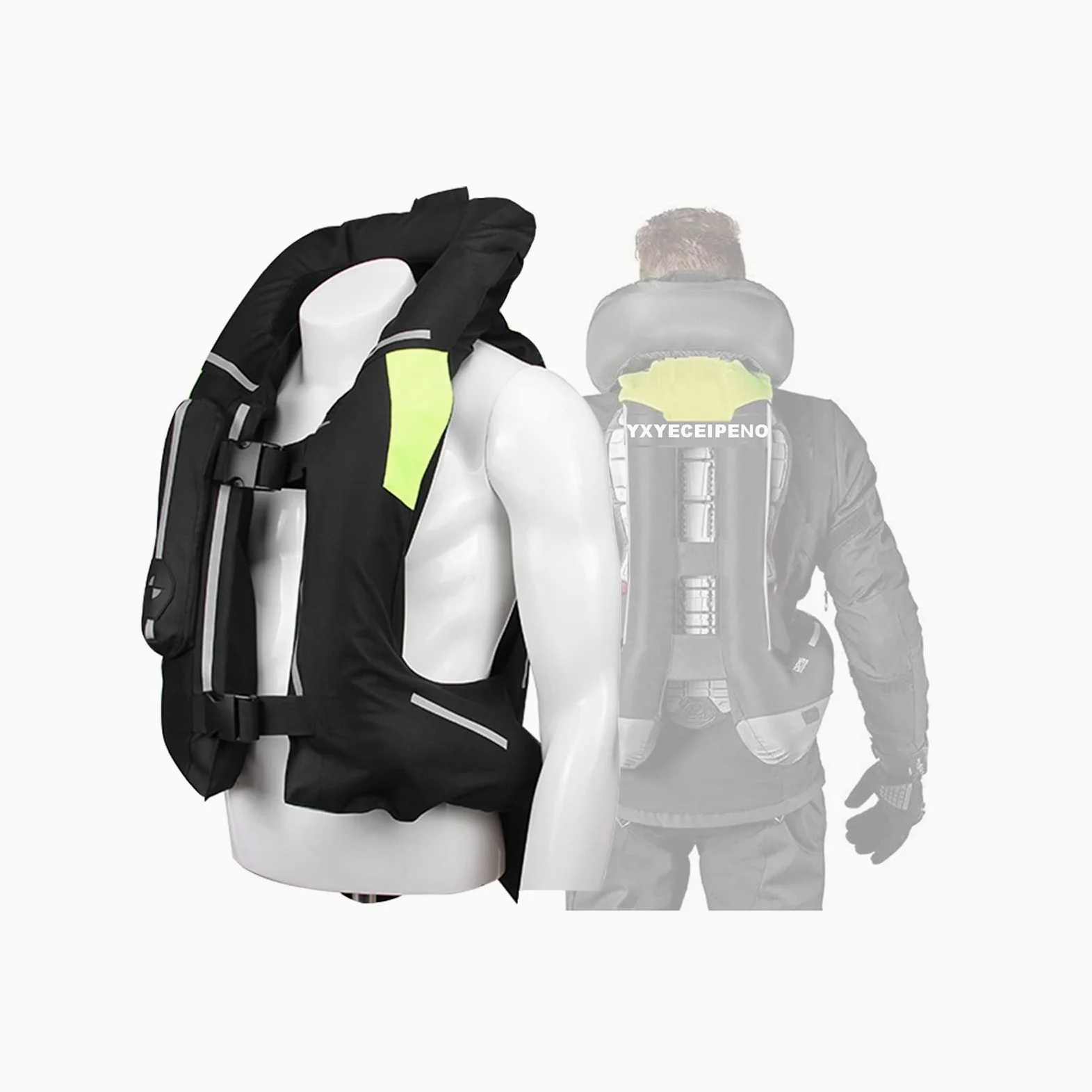 Alta Visibilidad, Chaleco De Airbag De La Motocicleta. Chaleco De Airbag Con Forro Trasero Desmontable Adecuado for Motocicletas Al Aire Libre, Bicicletas, Equitación, Etc.