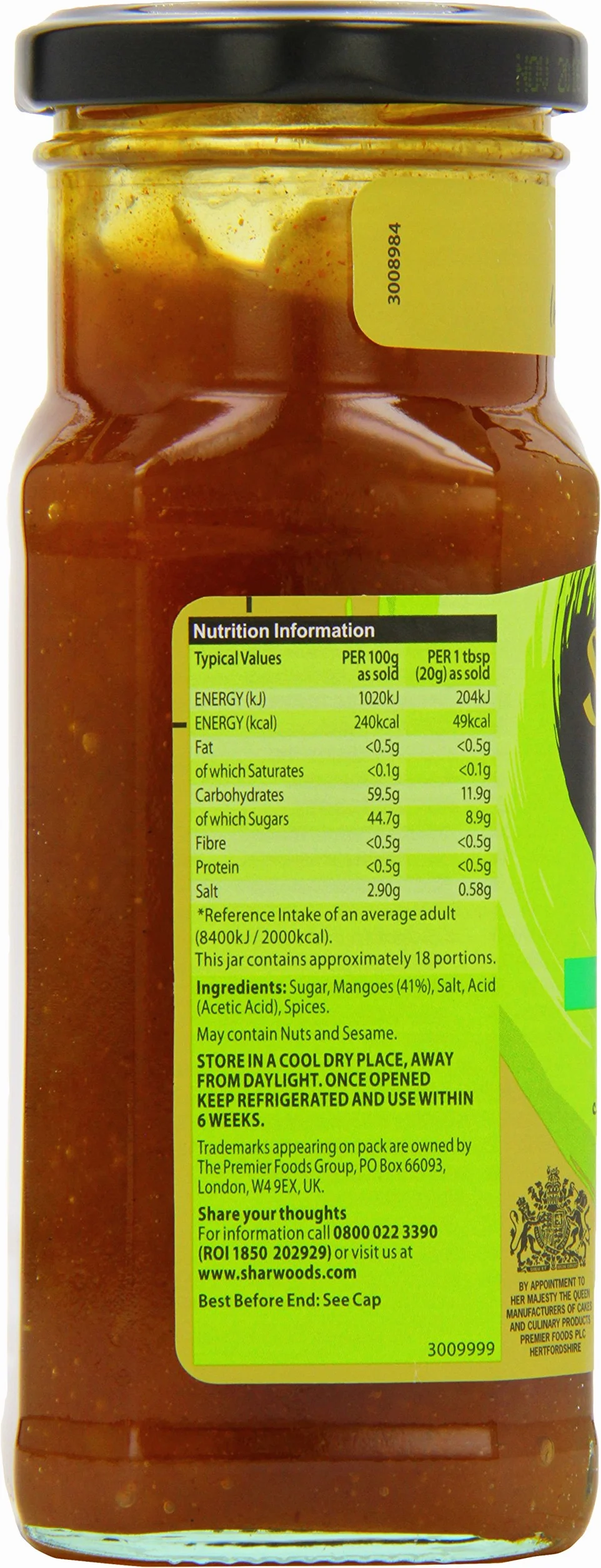 Sharwood Vert Étiquette Mangue Chutney 360g