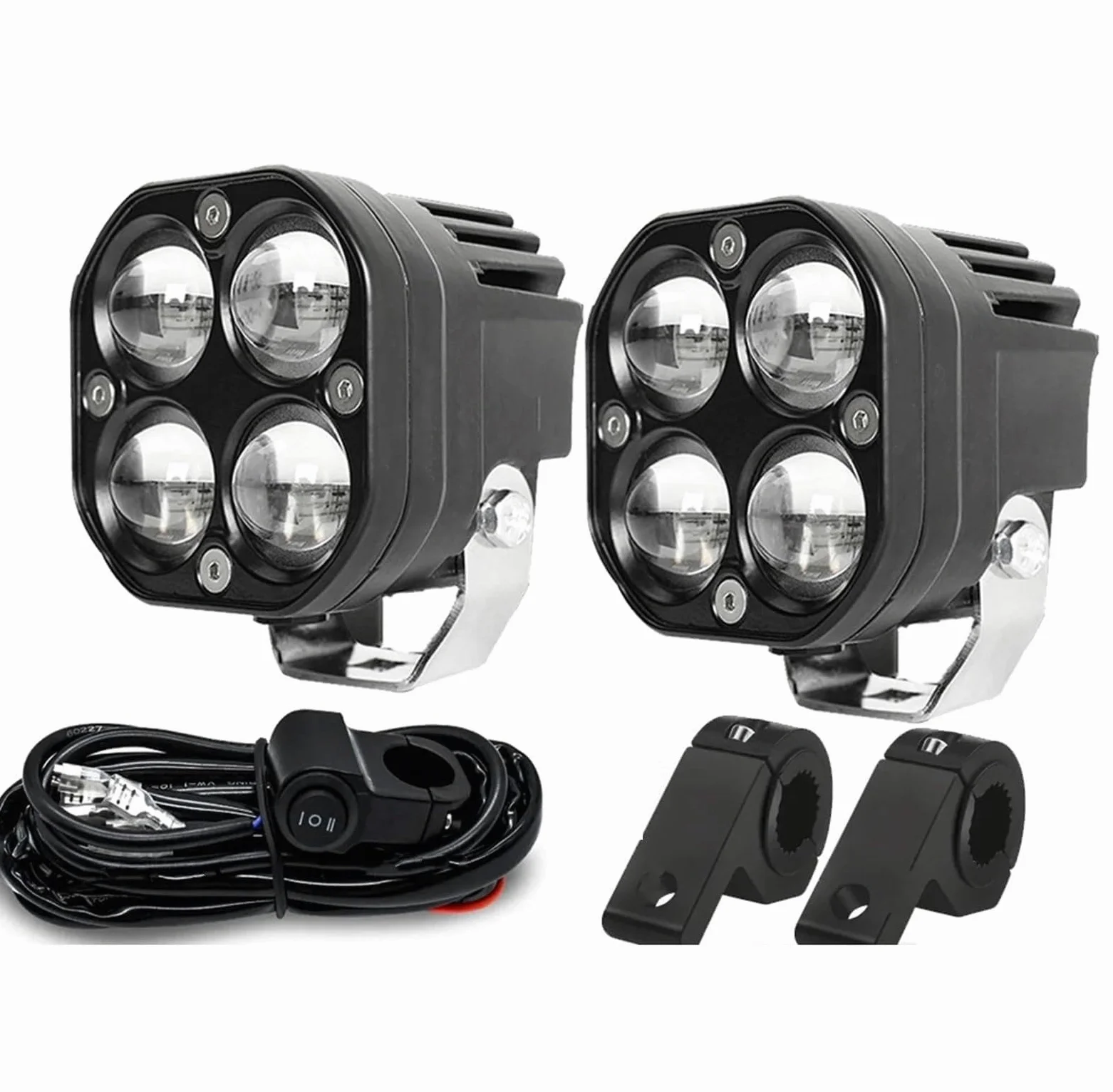 KWEZ Faro Compatible Faros Luces antiniebla auxiliares para moto | El camión ligero de la motocicleta llevó la linterna de las señales de vuelta de los proyectores 30000LM 200W(P4 2 PCS Light)