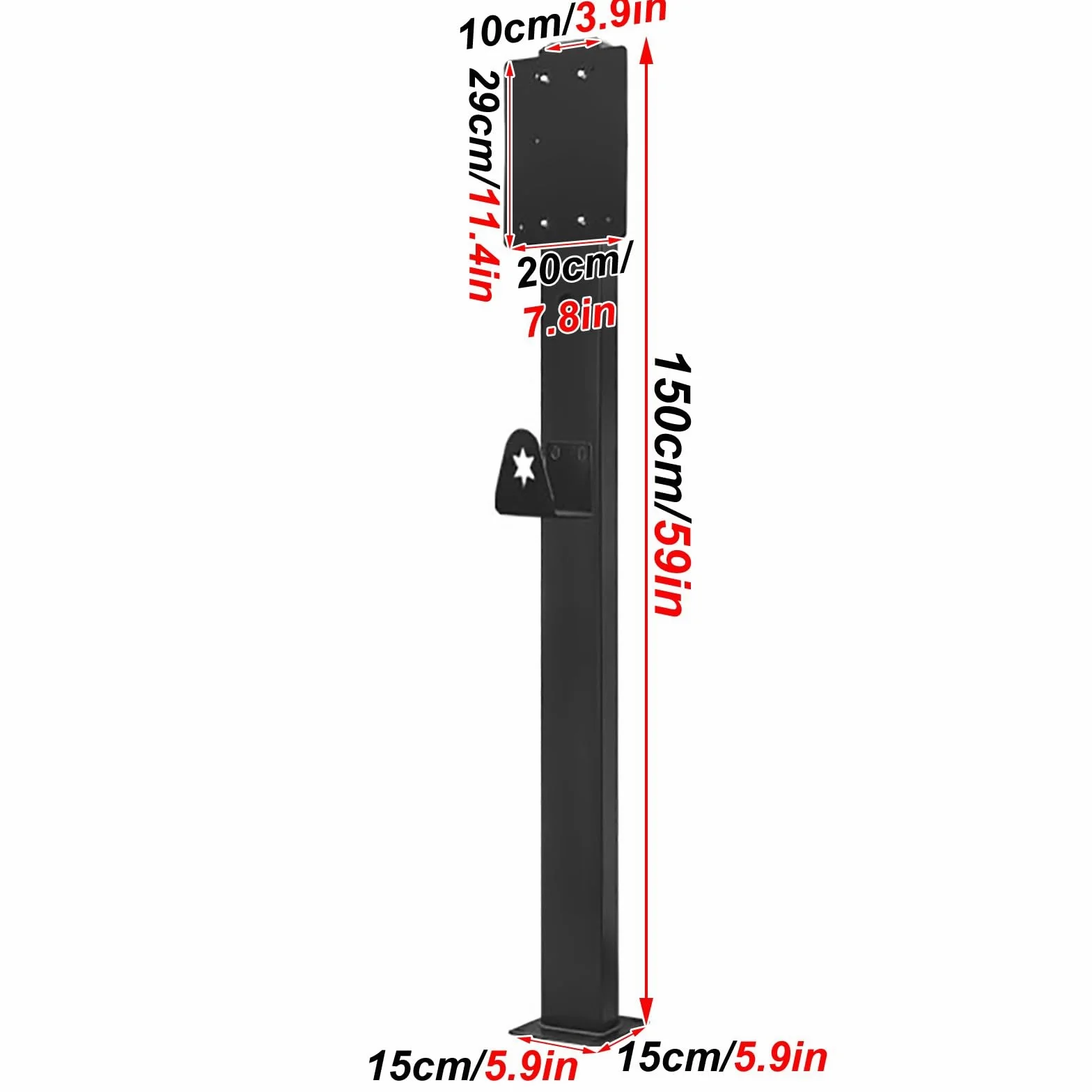 Estación de Carga para Vehículos de Nueva Energía, Columna Dedicada para Cargador Coche Eléctricos, con Gancho para Cable y Placa Posterior, Compatible con la Mayoría de Las Pilas de Carga(Black)