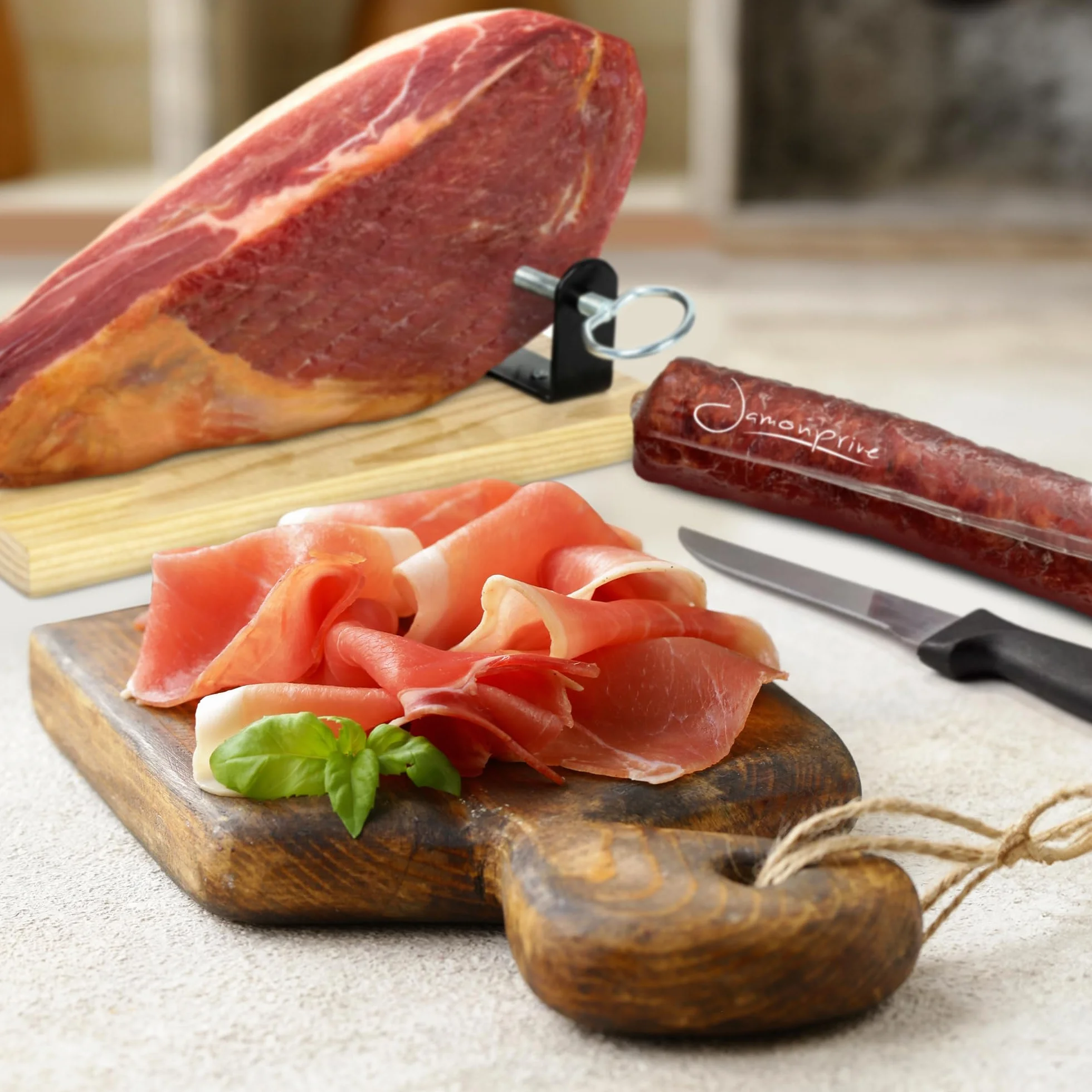 Jamon Serrano Deshuesado 1 Kg con Chorizo Ibérico – Mini Jamón Serrano – Sabor Tradicional Curado