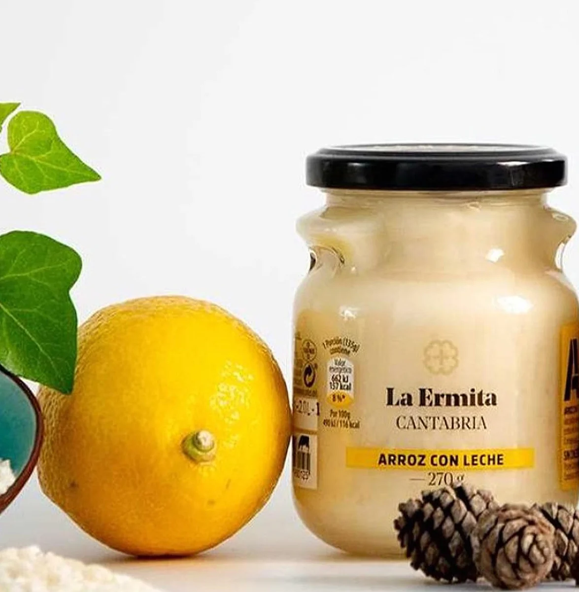 LA ERMITA Arroz con Leche Postre Lácteo Tradicional Tarro de Cristal Canela Limón Sin Gluten 270 g Pack 6