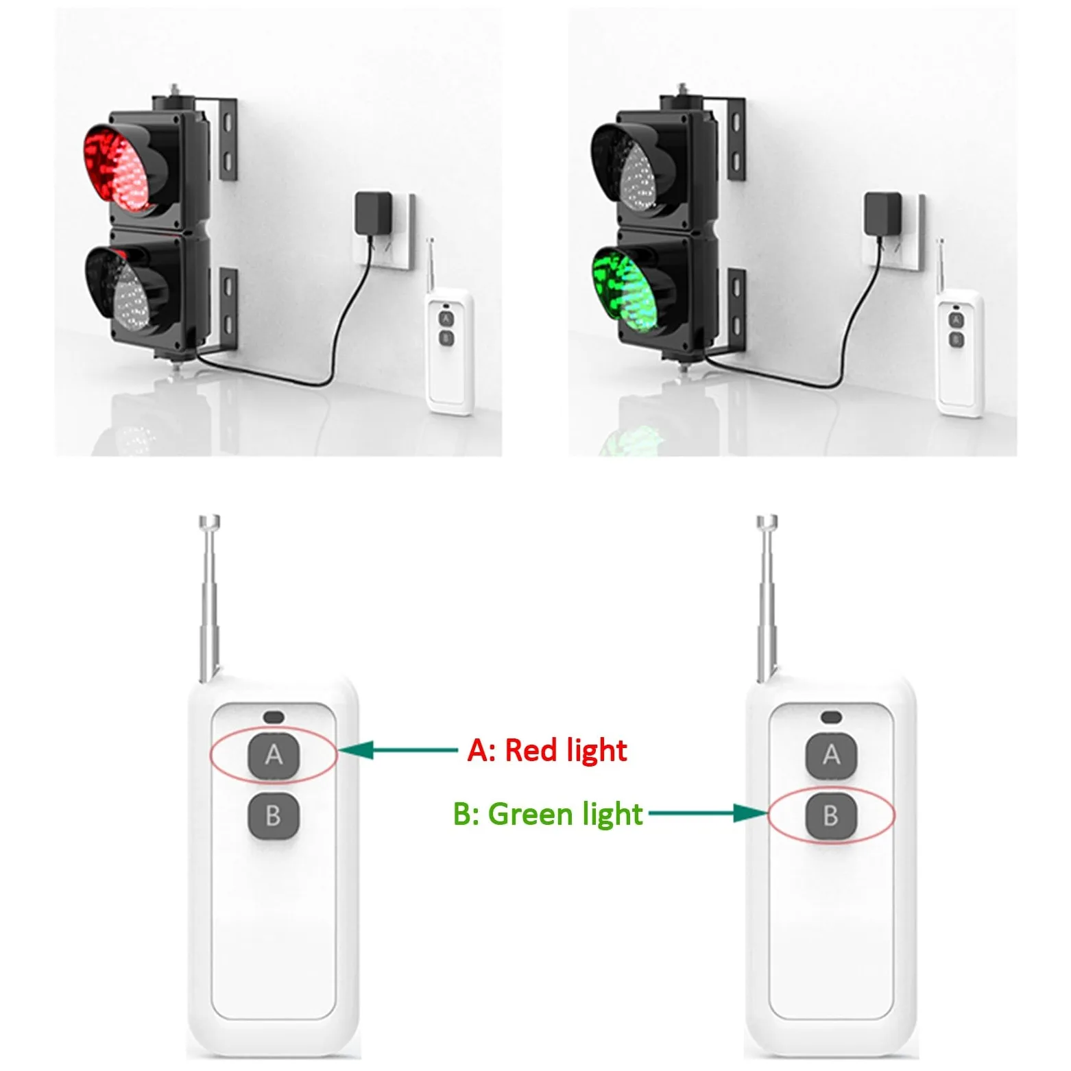 Semáforo, Luz LED de Freno de 100mm, Lámpara de Señalización Industrial para Pared, con Control Remoto, para Logística, Puerto de Descarga, Estacionamiento, Listo para Usar