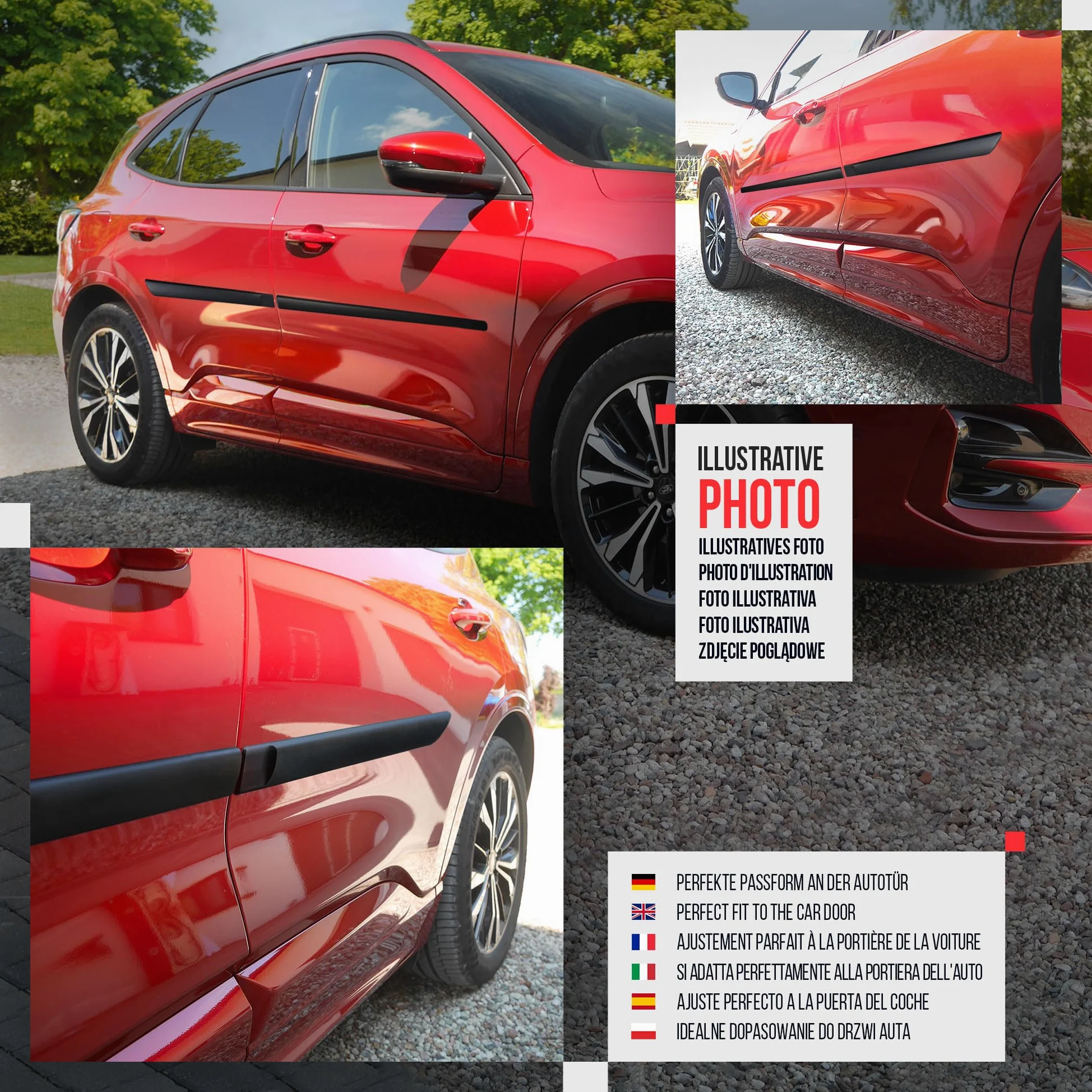 CHROMEMASTER | Molduras Protectoras Laterales para Puertas de Coche | Compatibles con Peugeot 208 5 Puertas Hatchback 2012-2019 | El plastico | Molduras protegen Las Puertas del Coche de daños
