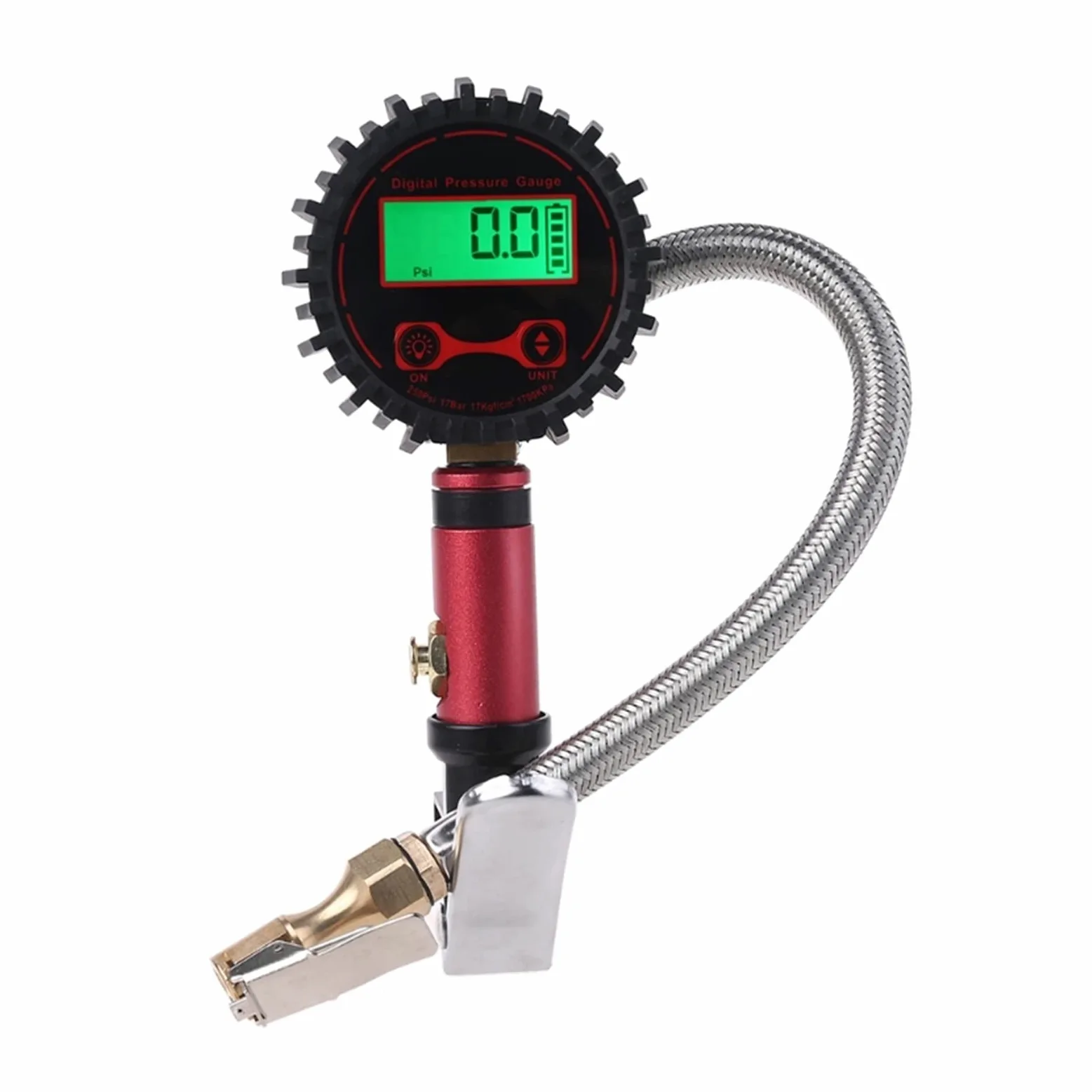 Inflador de neumáticos Digital con manómetro de 250 PSI, Esfera Luminosa de fácil Lectura LCD retroiluminada Digital