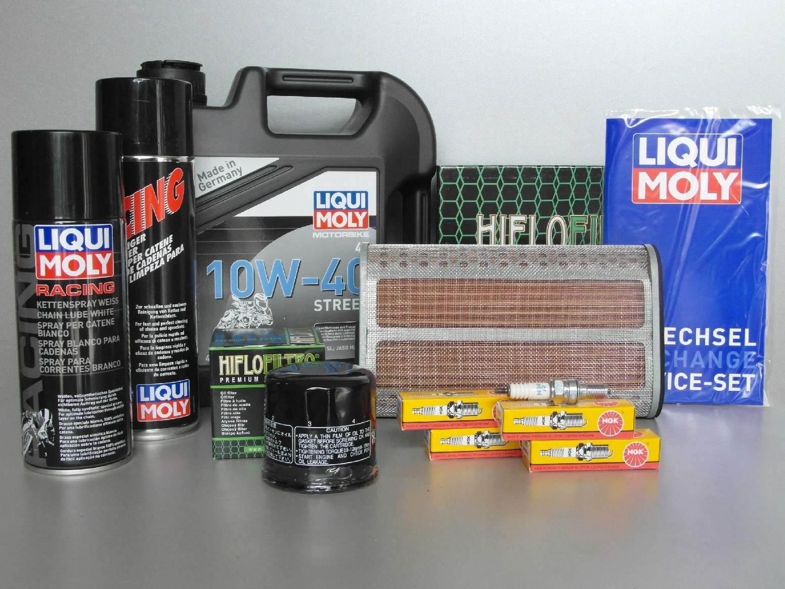 Juego de mantenimiento para Honda CBF 600 PC43, con filtro de aceite, bujía, grasa de cadena, aceite de motocicleta