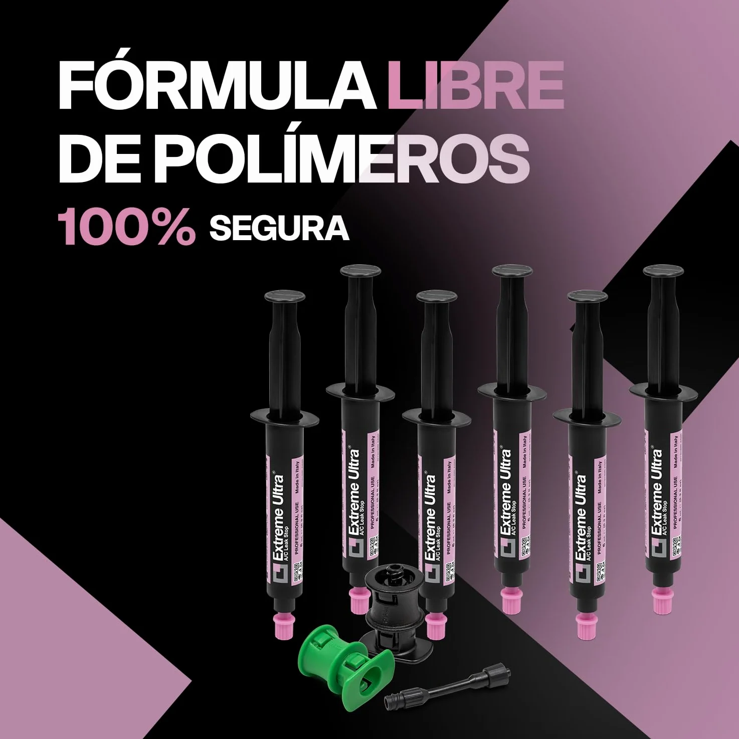 ERRECOM Extreme Ultra - 6 x 6 ml, Sellador de Fugas para Sistemas de Aire Acondicionado de Automóviles, incluye les adaptadores R134a y R1234yf