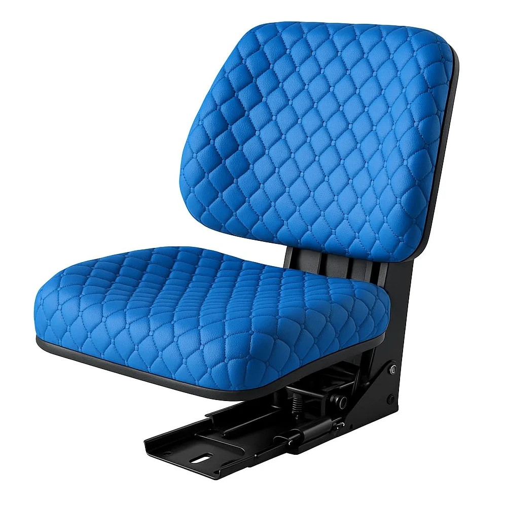 Funda de asiento de tractor resistente, acolchado Impertex duradero para tractores y carretillas elevadoras, cortacésped (cuero azul, costuras azules)