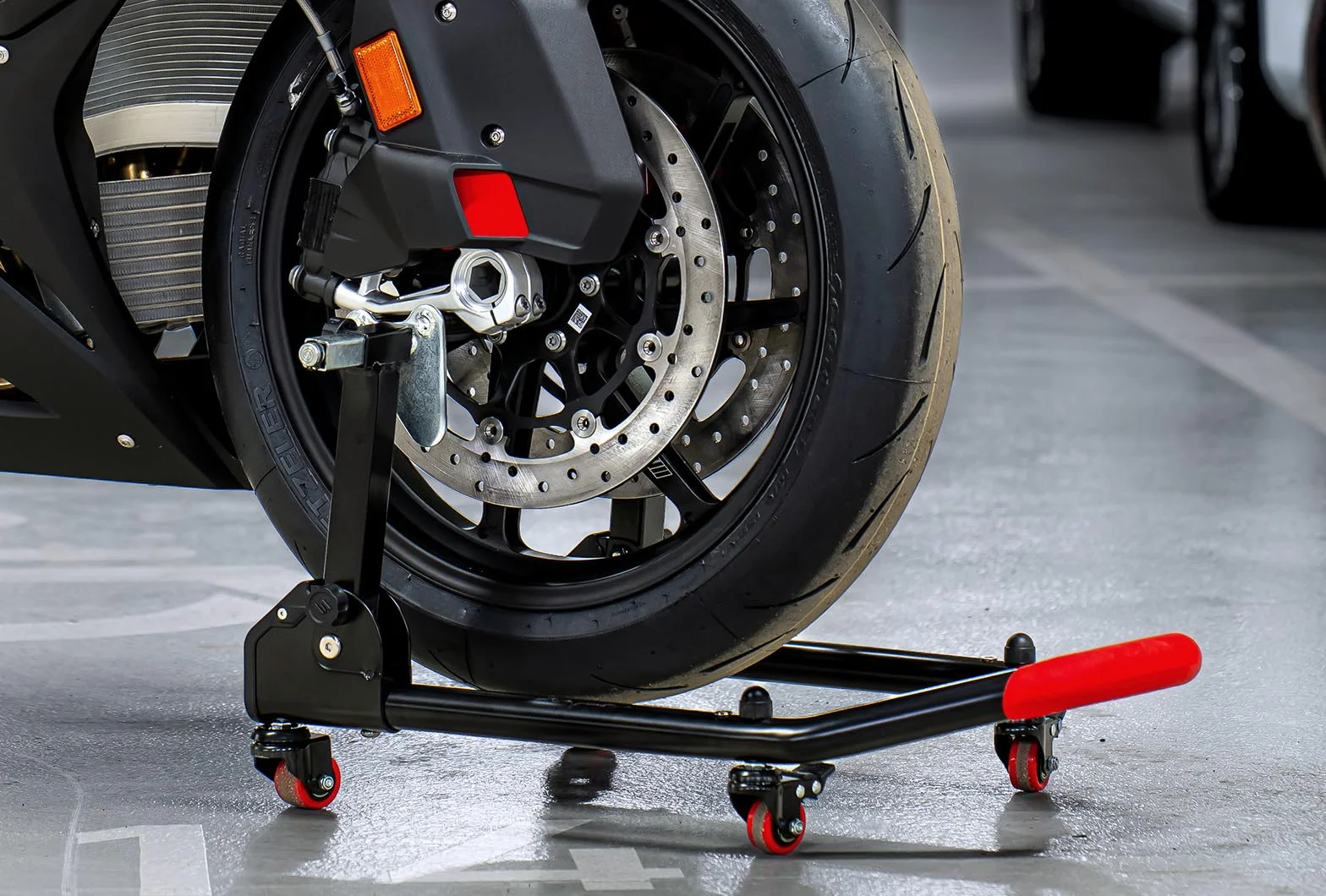 SEFIS M20U - Juego de soporte para motocicleta + bujes prisma M8 para rueda trasera, elevador de moto, soporte de servicio trasero plegable (para BMW S1000RR / R/XR M1000RR / R/XR)