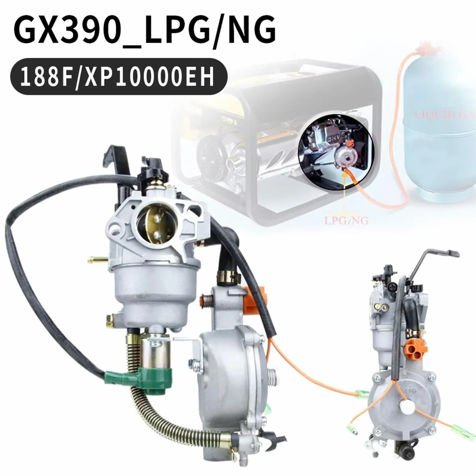 Kit Carburador para Generador De Gasolina Híbrido 5 KW Accesorios Carburador 168F/188F Doble Combustible Estrangulador Automático O Manual Kits Conversión GLP/GN Carburador Carb Carby(188F LPG)