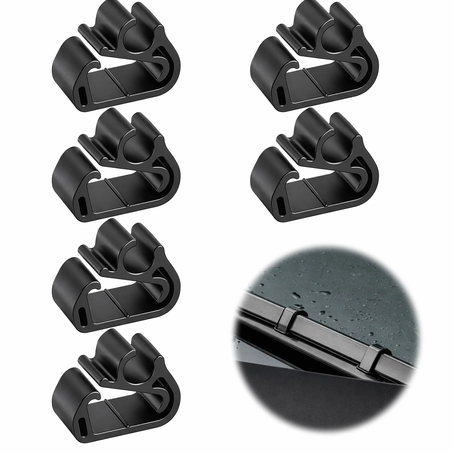 Clips de Sujección Para Limpiaparabrisas Delantero, Clips de Fijación Negro, 6pcs, Instalación Rápida y Segura para Brazos y Tuberías de Limpiaparabrisas
