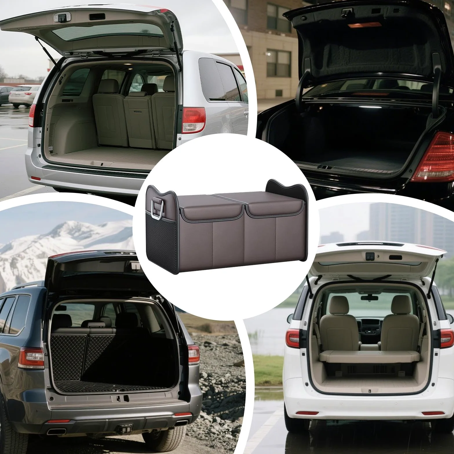 Organizador de maletero grande, tapa plegable para de almacenamiento de | coche, organizador de carga de vehículo de 21,26 x 13,58 x 12,01 pulgadas con asas duraderas, contenedor de almacenamiento